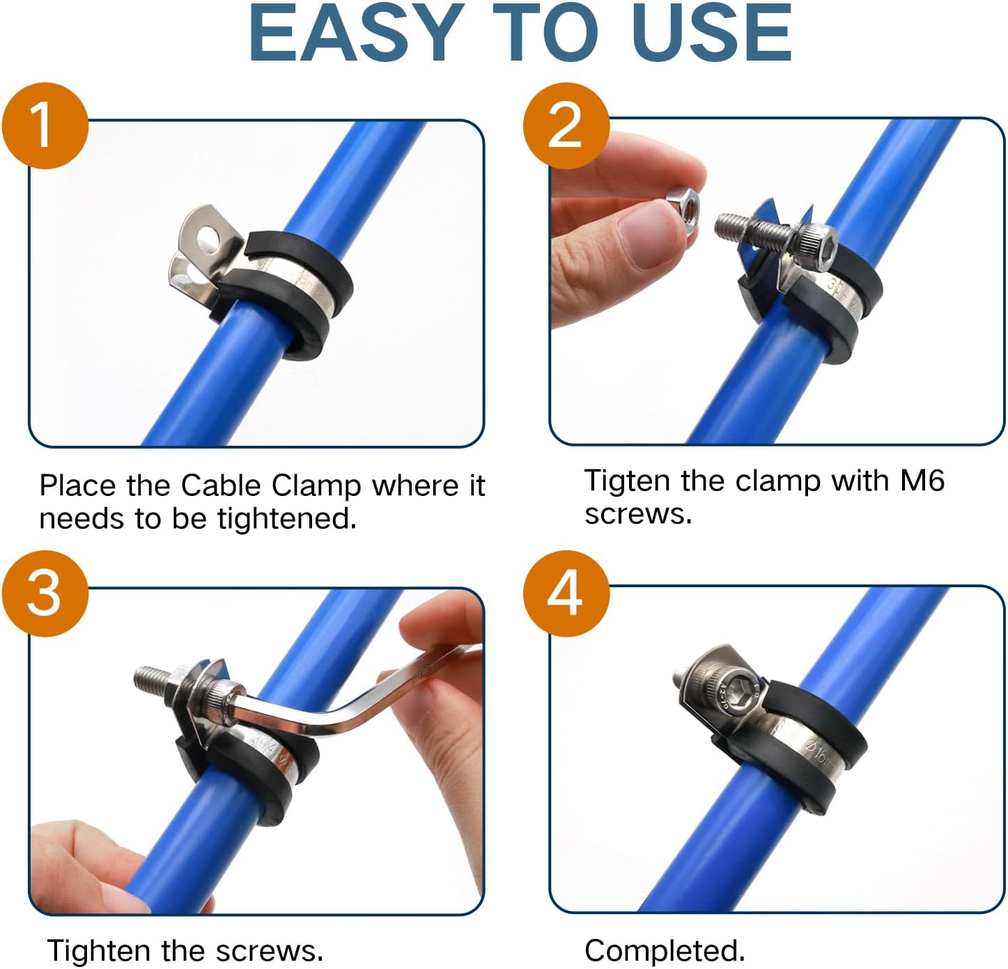 1/2 Inch Cable Clamp, 25 Pack Stainless Steel Wire Clamp, Rubber Metal Hose Clamps for Wire Line Clips, Pipe, Hose Bracket, Tube Holder (14mm) - Image 3