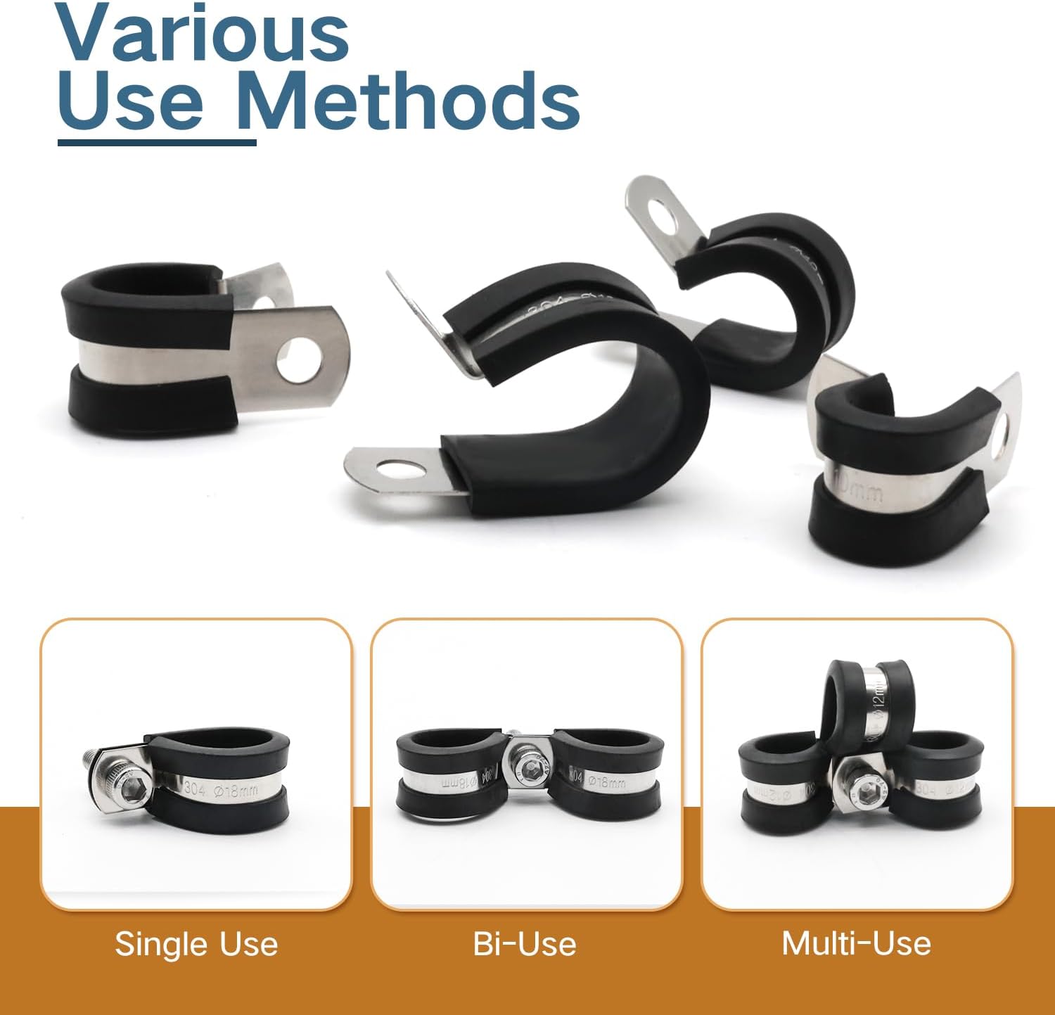 1/2 Inch Cable Clamp, 25 Pack Stainless Steel Wire Clamp, Rubber Metal Hose Clamps for Wire Line Clips, Pipe, Hose Bracket, Tube Holder (14mm) - Image 4