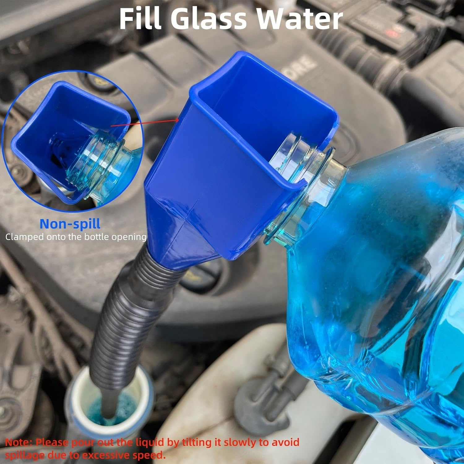 Funnels for Automotive Use,2pcs Retractable Auto Fuel Funnel for Oil Change,Filling Water,Gasoline,Coolant in Cars - Image 5