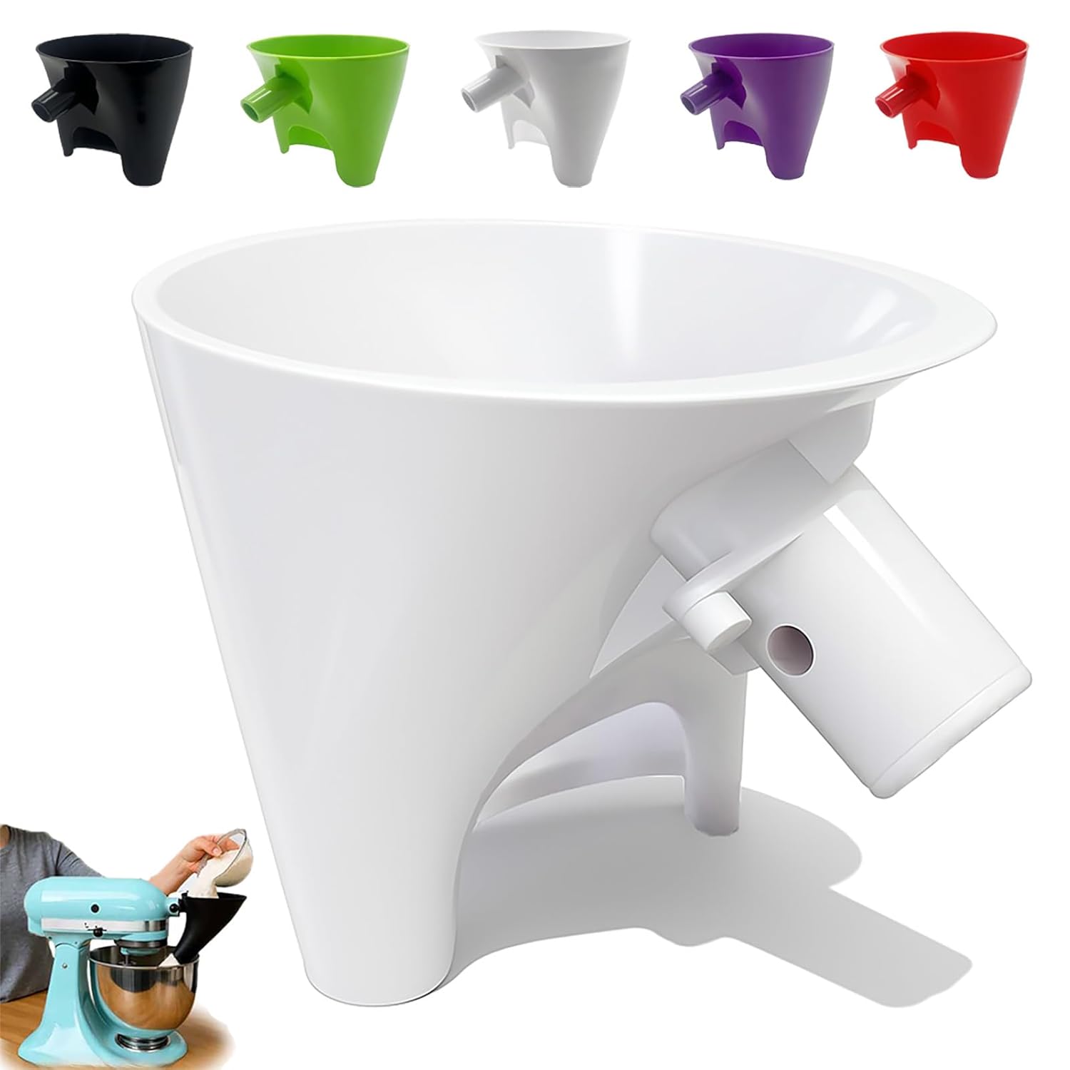 Funnel for Kitchen Aid Mixer, Kitchen Aid Accessories and Attachments, Pouring Chute for Kitchid Mixer, Fits Tilt-Head 4.5–5 Qt (KSM150), Durable Dishwasher-Safe Baking Tool - Image 1