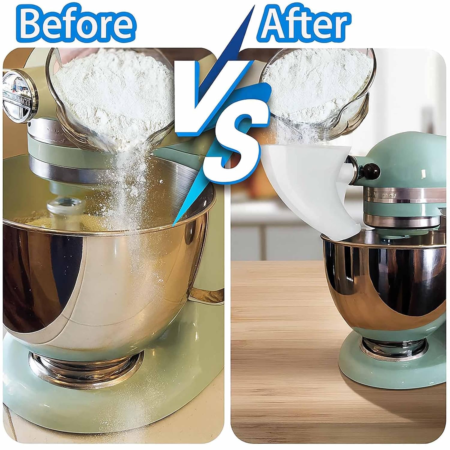 Funnel for Kitchen Aid Mixer, Kitchen Aid Accessories and Attachments, Pouring Chute for Kitchid Mixer, Fits Tilt-Head 4.5–5 Qt (KSM150), Durable Dishwasher-Safe Baking Tool - Image 7