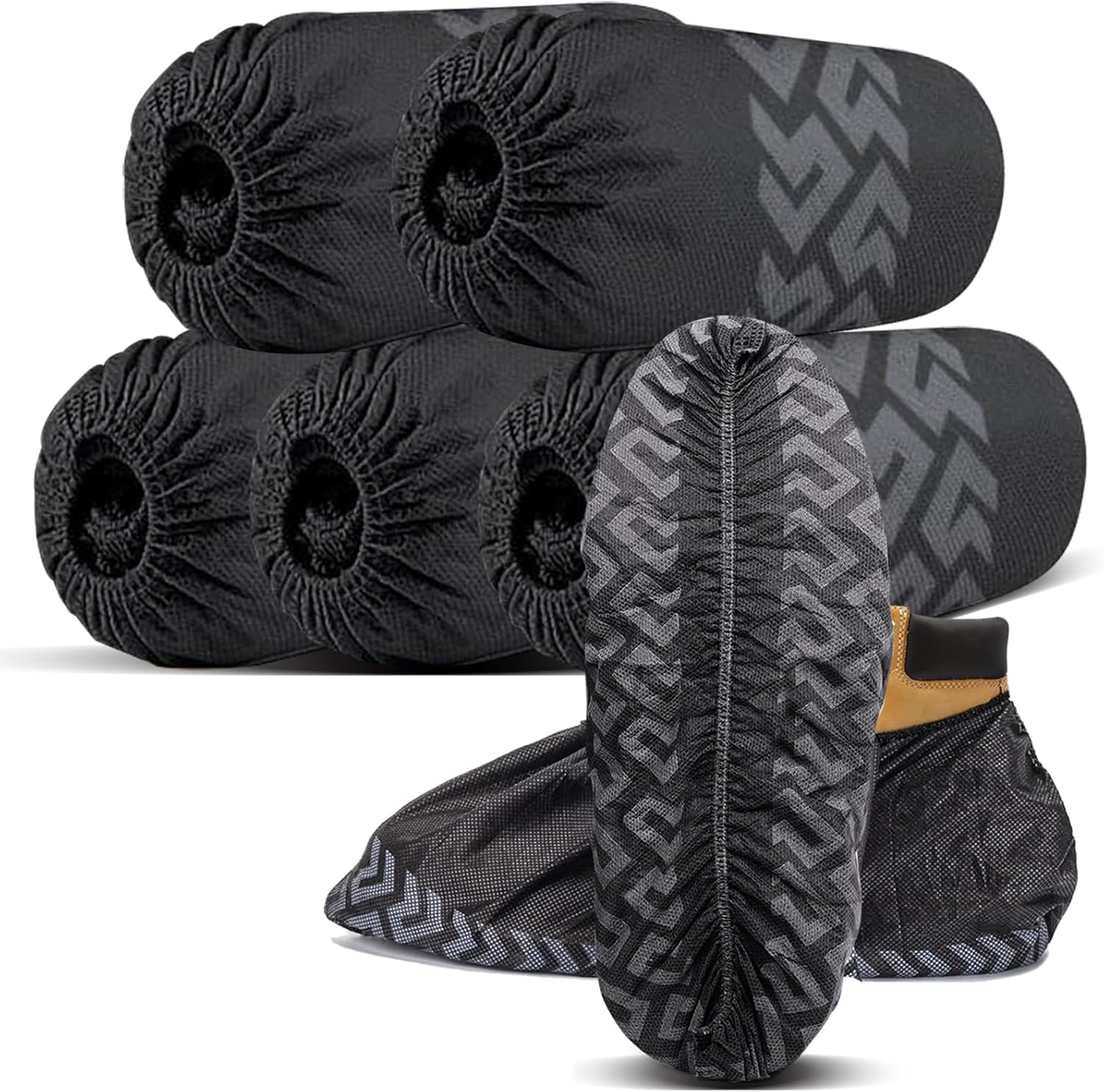 Shoe Covers Disposable 50 Pack (25 Pairs) - Durable, Non-Slip, Water Resistant, and Recyclable Boot Covers for Indoor and Outdoor Use - One Size Fits Most (Non-woven-Black) - Image 1