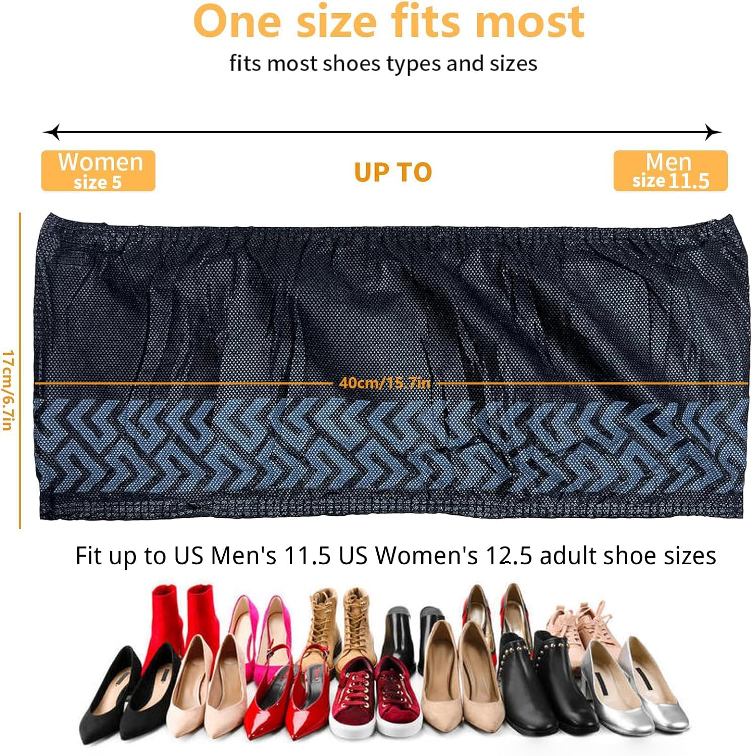 Shoe Covers Disposable 50 Pack (25 Pairs) - Durable, Non-Slip, Water Resistant, and Recyclable Boot Covers for Indoor and Outdoor Use - One Size Fits Most (Non-woven-Black) - Image 4