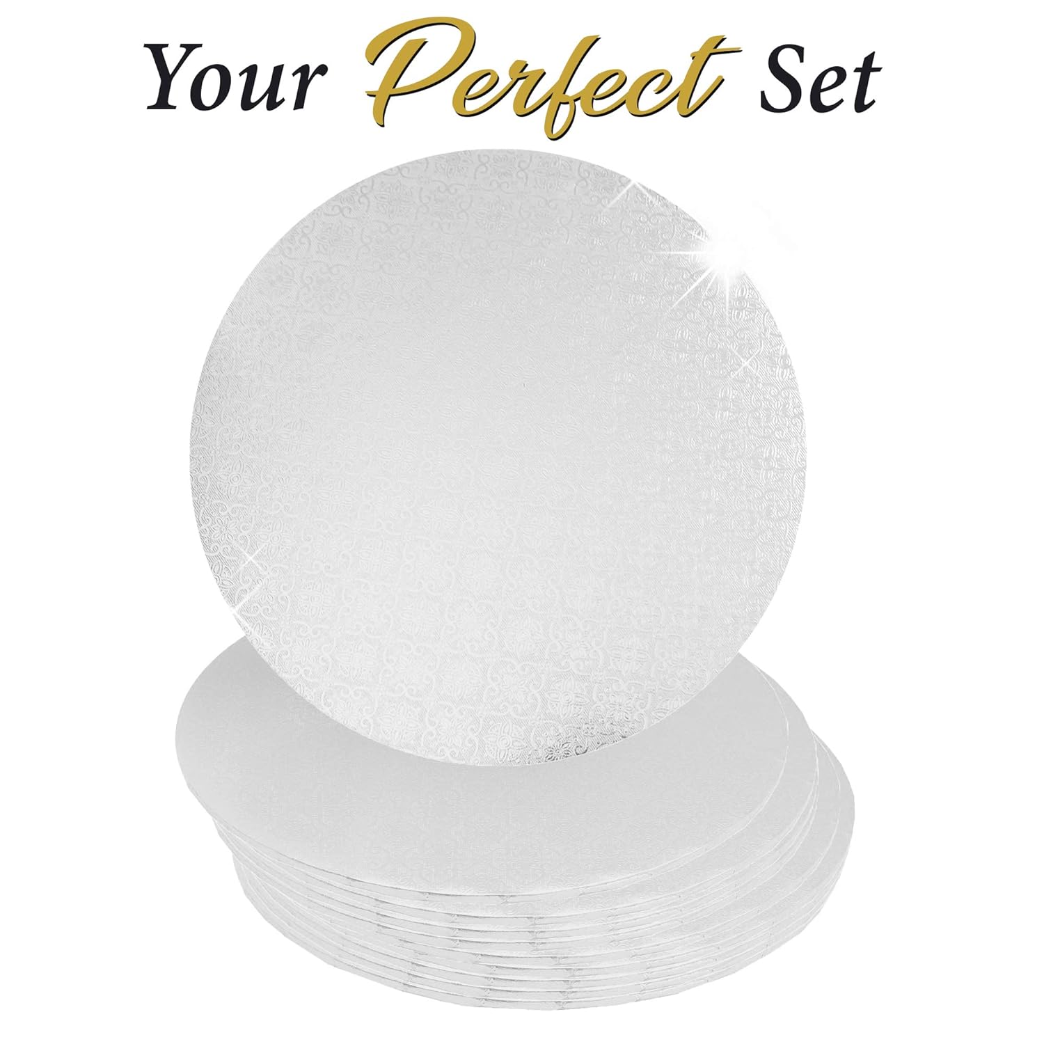 White Wraparound Cake Pastry Round Drum Board 1/4 Inch Thick, 12 Inch Diameter - Pack of 10 - Image 2