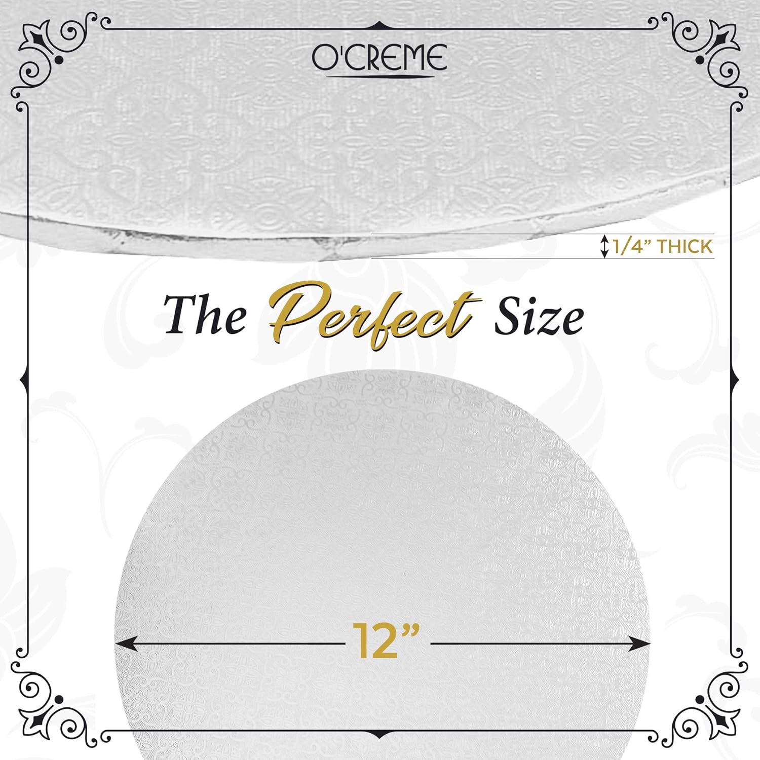 White Wraparound Cake Pastry Round Drum Board 1/4 Inch Thick, 12 Inch Diameter - Pack of 10 - Image 4