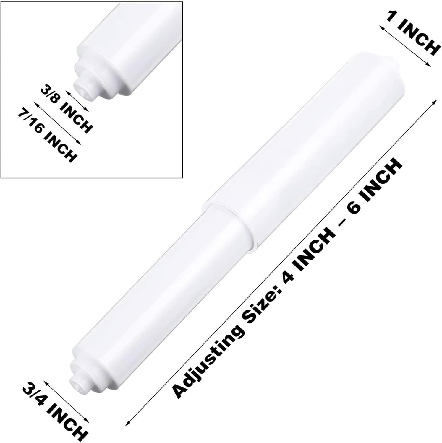 2 Pcs Universal Toilet Paper Holder Replacement Rod Spring Loaded Plastic Retractable Paper Replacement Rod Toilet Tissue Roll Holder Insert for Bathroom Home Fixture Accessories(White) - Image 3