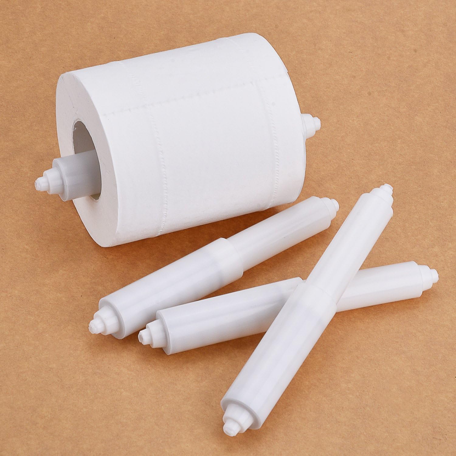 2 Pcs Universal Toilet Paper Holder Replacement Rod Spring Loaded Plastic Retractable Paper Replacement Rod Toilet Tissue Roll Holder Insert for Bathroom Home Fixture Accessories(White) - Image 4