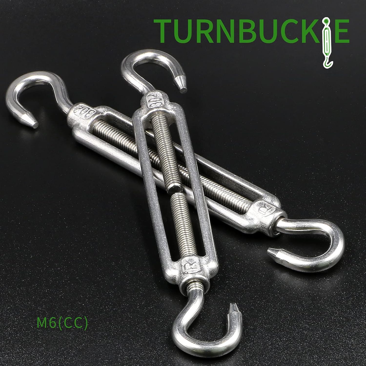 6PCS M6 Hook & Hook Turnbuckle 304 Stainless Steel Turnbuckle Wire Rope Tension Heavy Duty Turnbuckles for Cable Railing Wire Rope Hardware Kit (M6, Hook & Hook) - Image 5