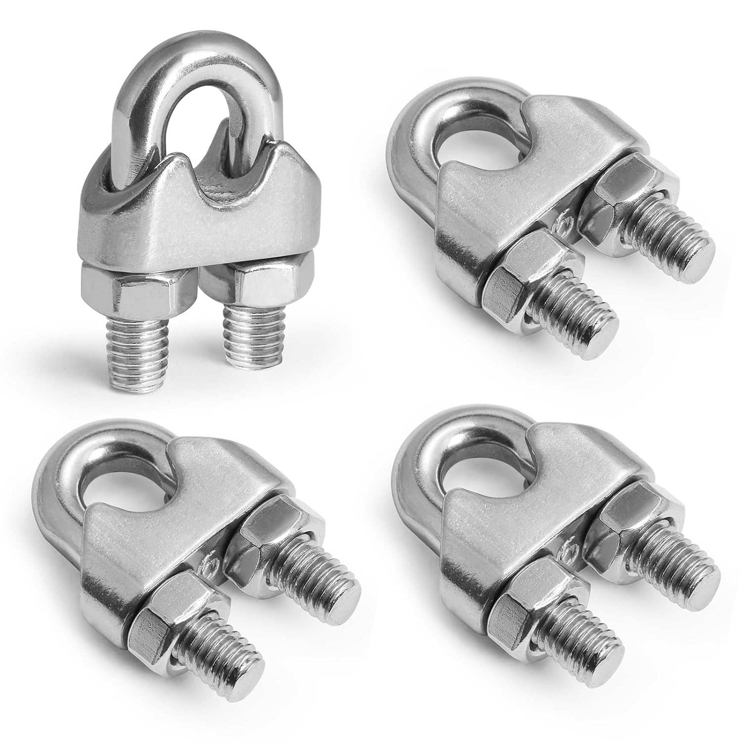 4pcs M6 Wire Rope Clamp, 1/4 inch Cable Clamps Stainless Steel Wire Rope Clips - Image 1