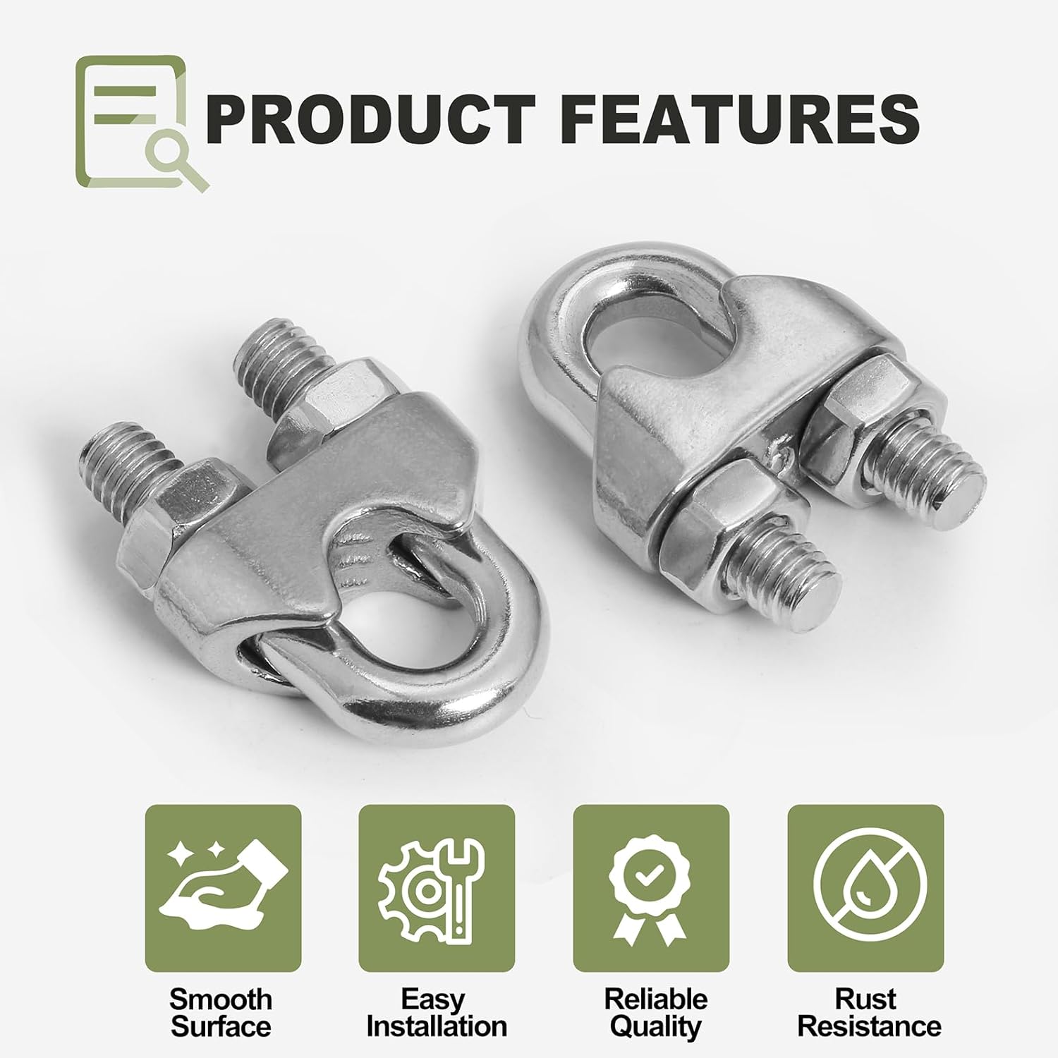 4pcs M6 Wire Rope Clamp, 1/4 inch Cable Clamps Stainless Steel Wire Rope Clips - Image 2