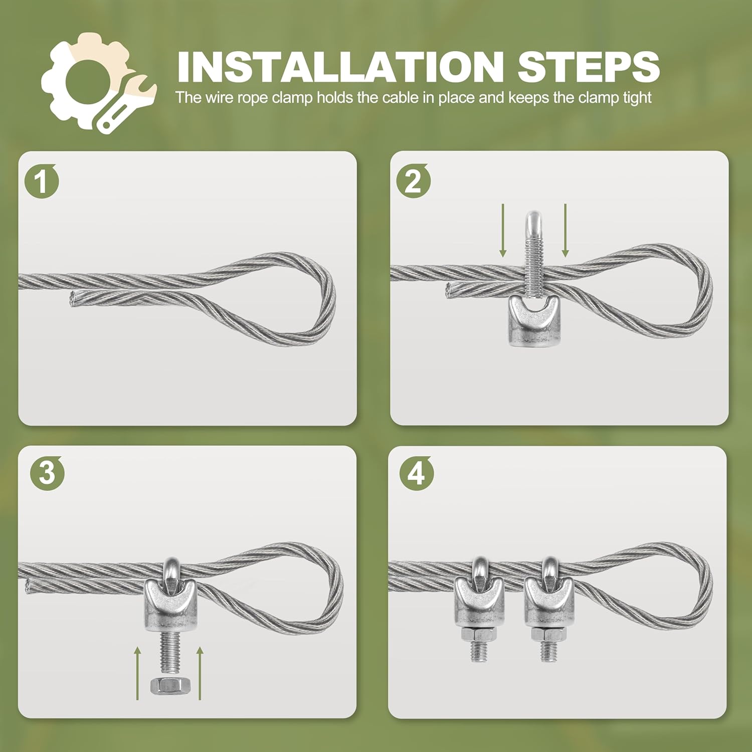 4pcs M6 Wire Rope Clamp, 1/4 inch Cable Clamps Stainless Steel Wire Rope Clips - Image 5