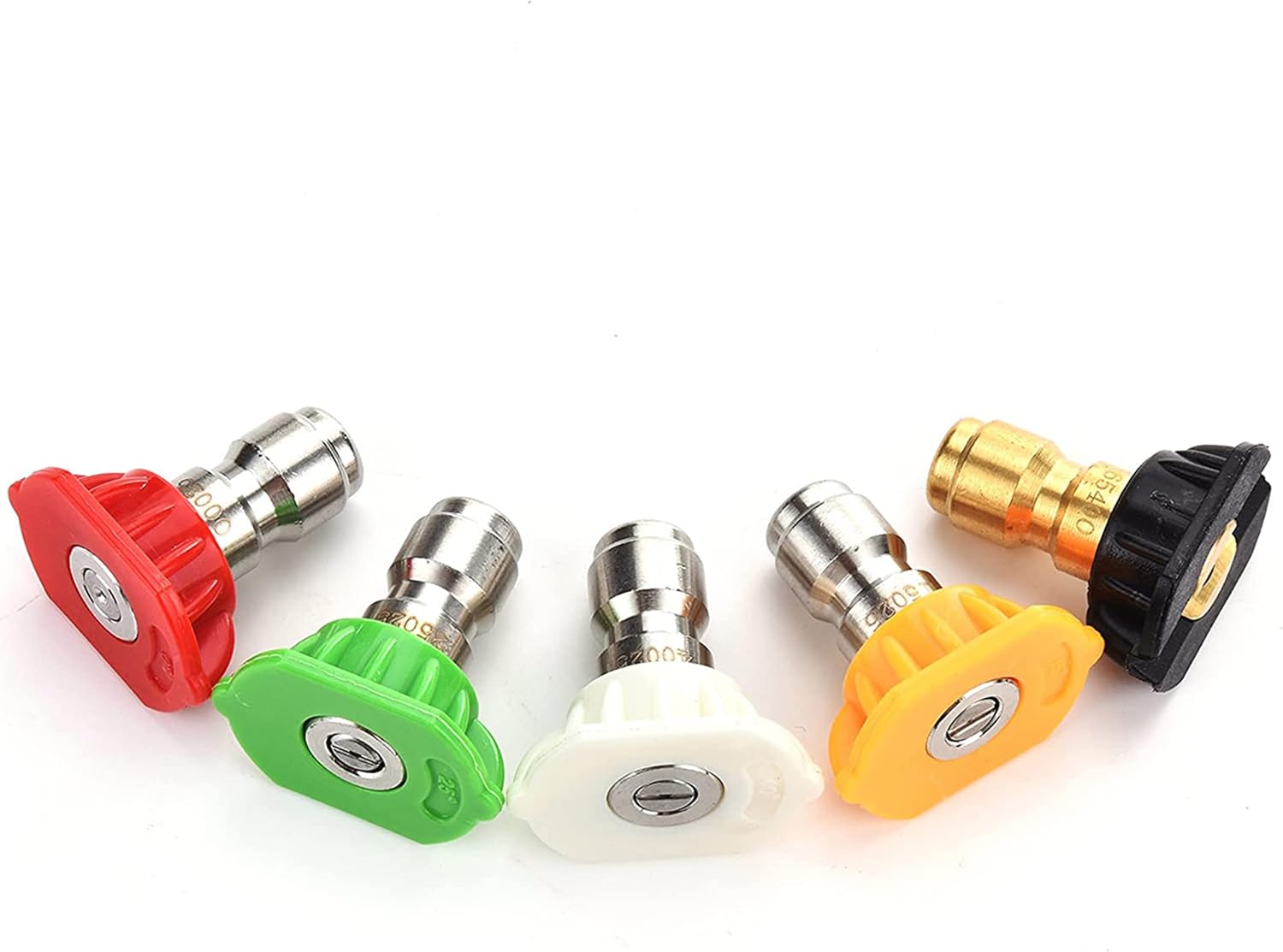 Pressure Washer Spray Nozzle Tips Multiple Degrees, 1/4 inch 5-Pack (2.5 GPM) - Image 1