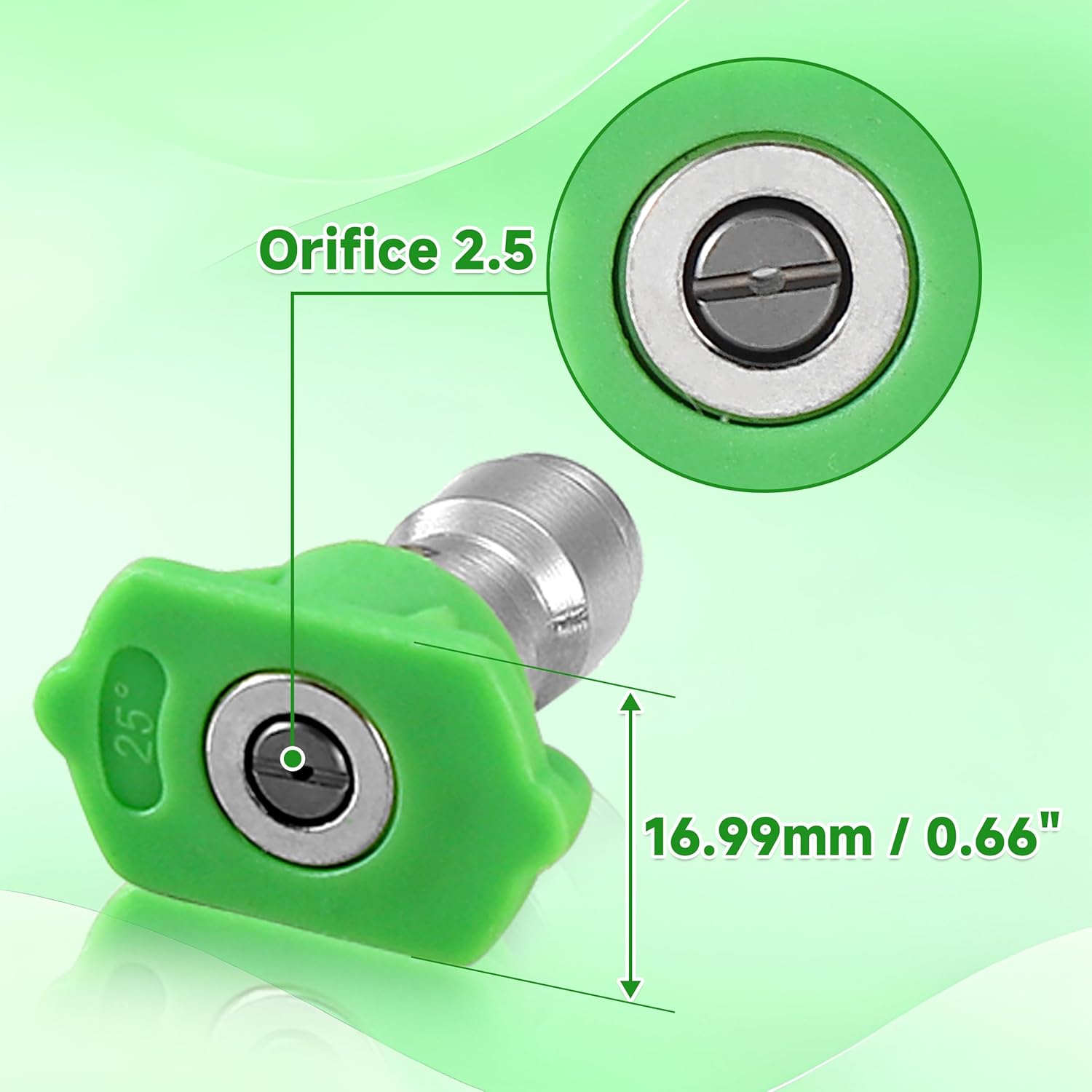 Pressure Washer Tips, 25 Degree Green Power Washer Nozzle Tips 7 Pack, 1/4 Inch Quick Connect, 4000 PSI - Image 3
