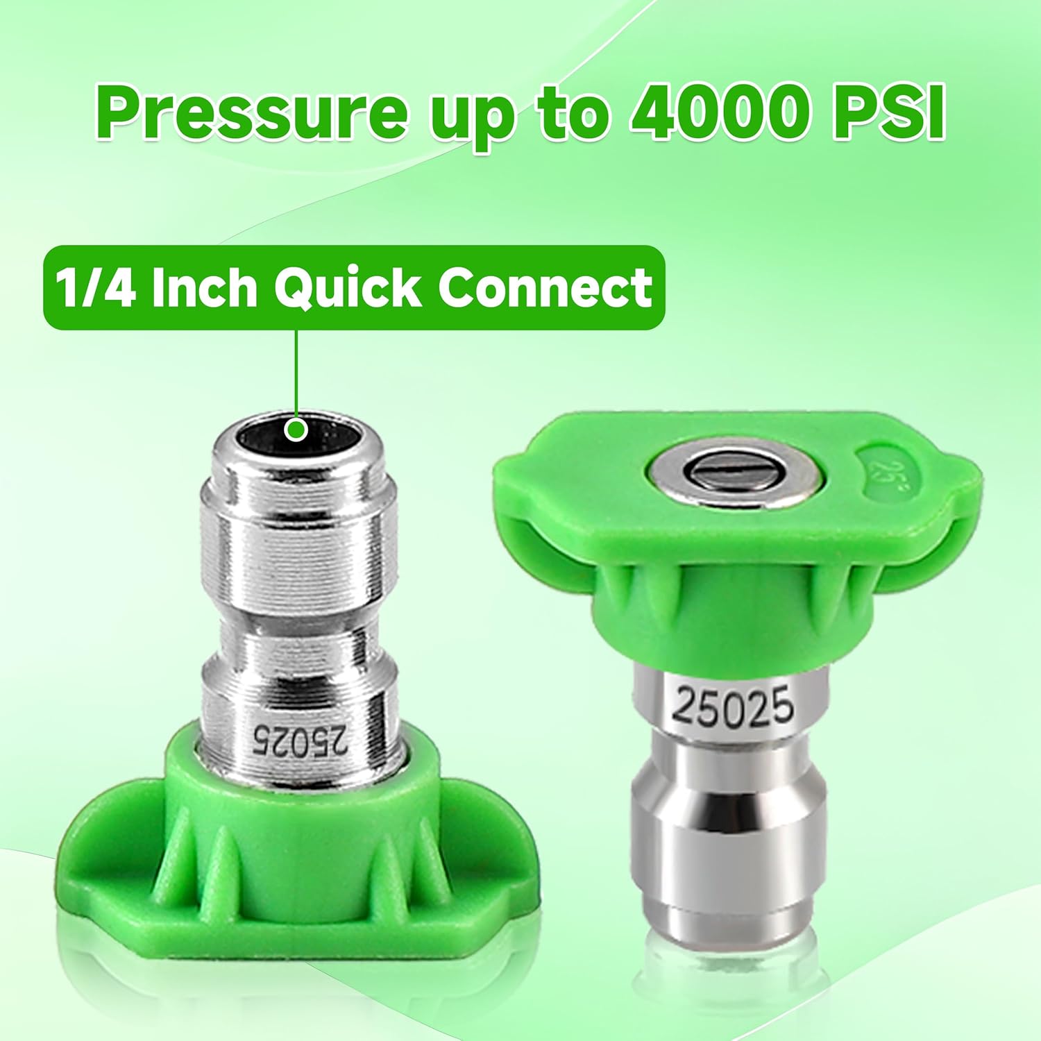 Pressure Washer Tips, 25 Degree Green Power Washer Nozzle Tips 7 Pack, 1/4 Inch Quick Connect, 4000 PSI - Image 6