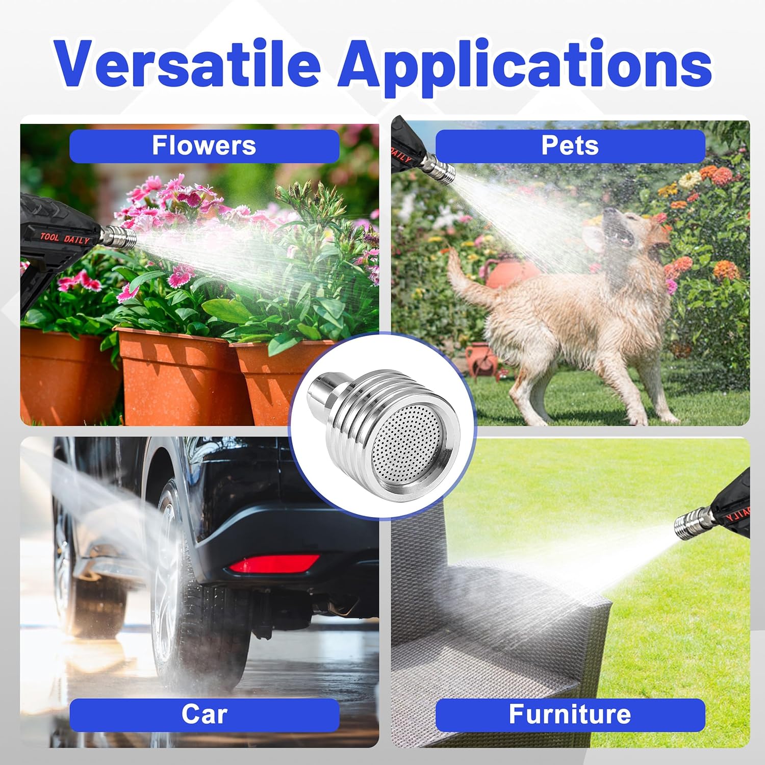 Pressure Washer Nozzle Tips for Soft Wash, Shower Nozzle for Pressure Washing with 1/4” Quick Connector, Stainless Steel Power Washer Shower Sprinkler for Car Washing and Gardening, 2 Pack - Image 7