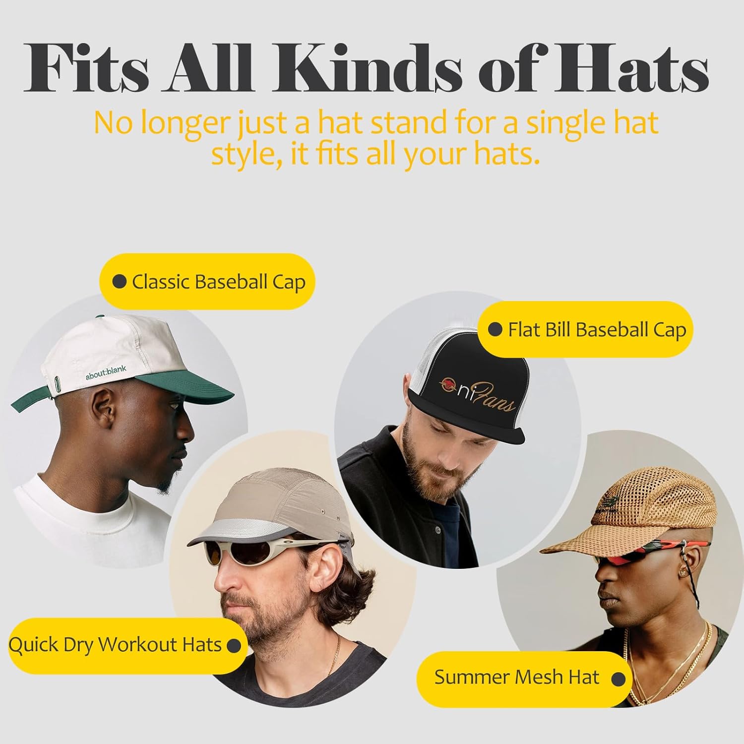 Hat Organizer for Baseball Caps 1 Pack, Adhesive Hat Rack for Wall, Baseball Cap Organizer (Black) - Image 6