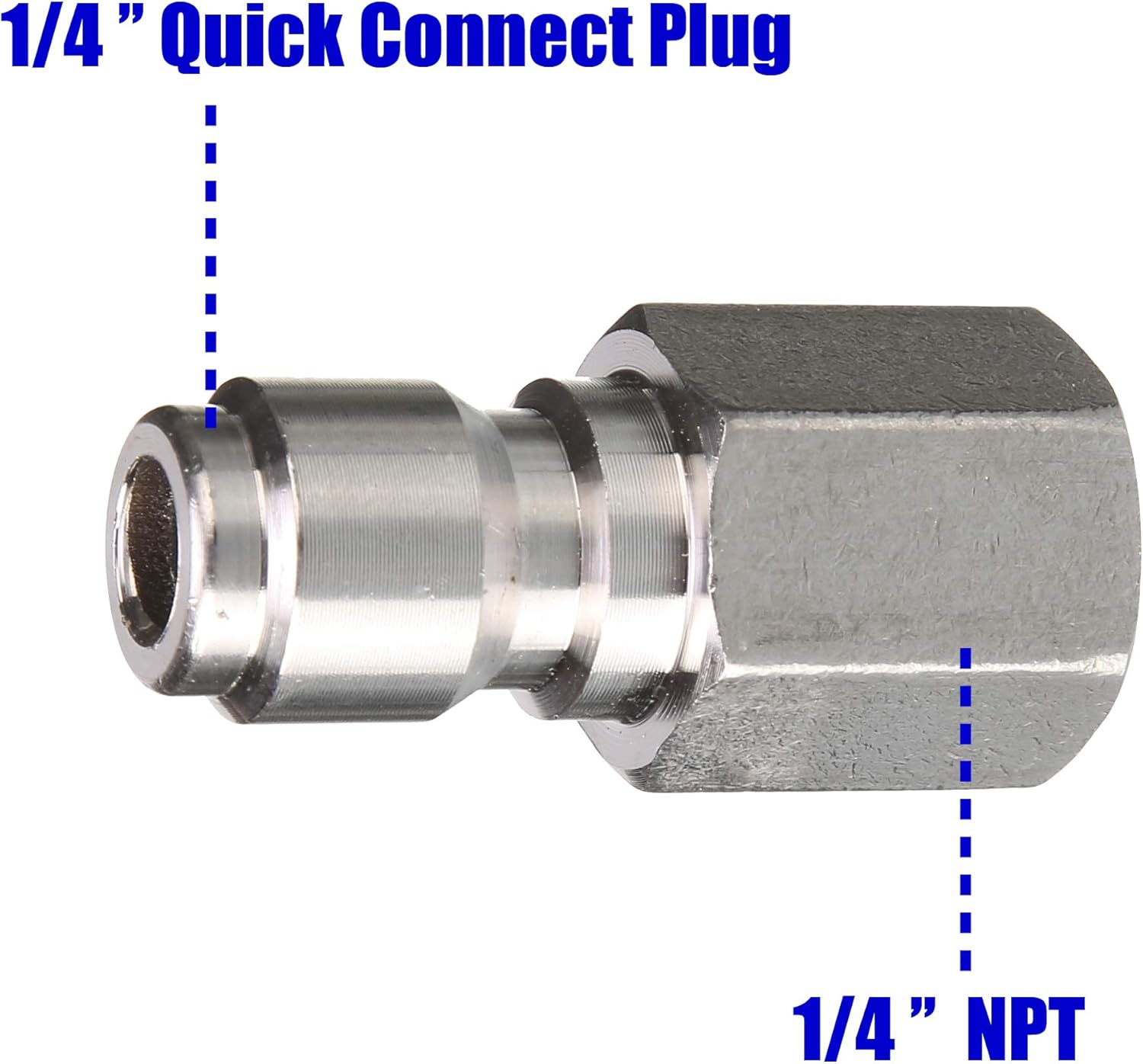 Pressure Washer Coupler, 1/4 Inch Quick Connect Plug to 1/4 Inch Female NPT Fitting, 5000 PSI, 2-Pack - Image 2