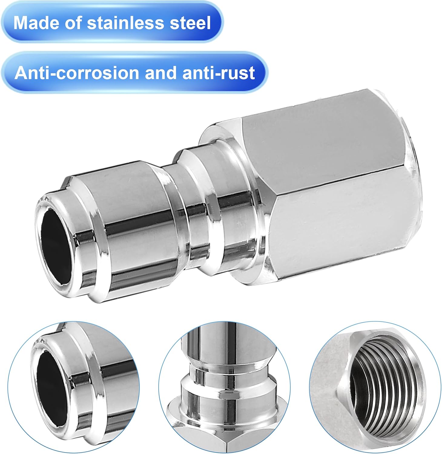 Pressure Washer Coupler, 1/4 Inch Quick Connect Plug to 1/4 Inch Female NPT Fitting, 5000 PSI, 2-Pack - Image 5