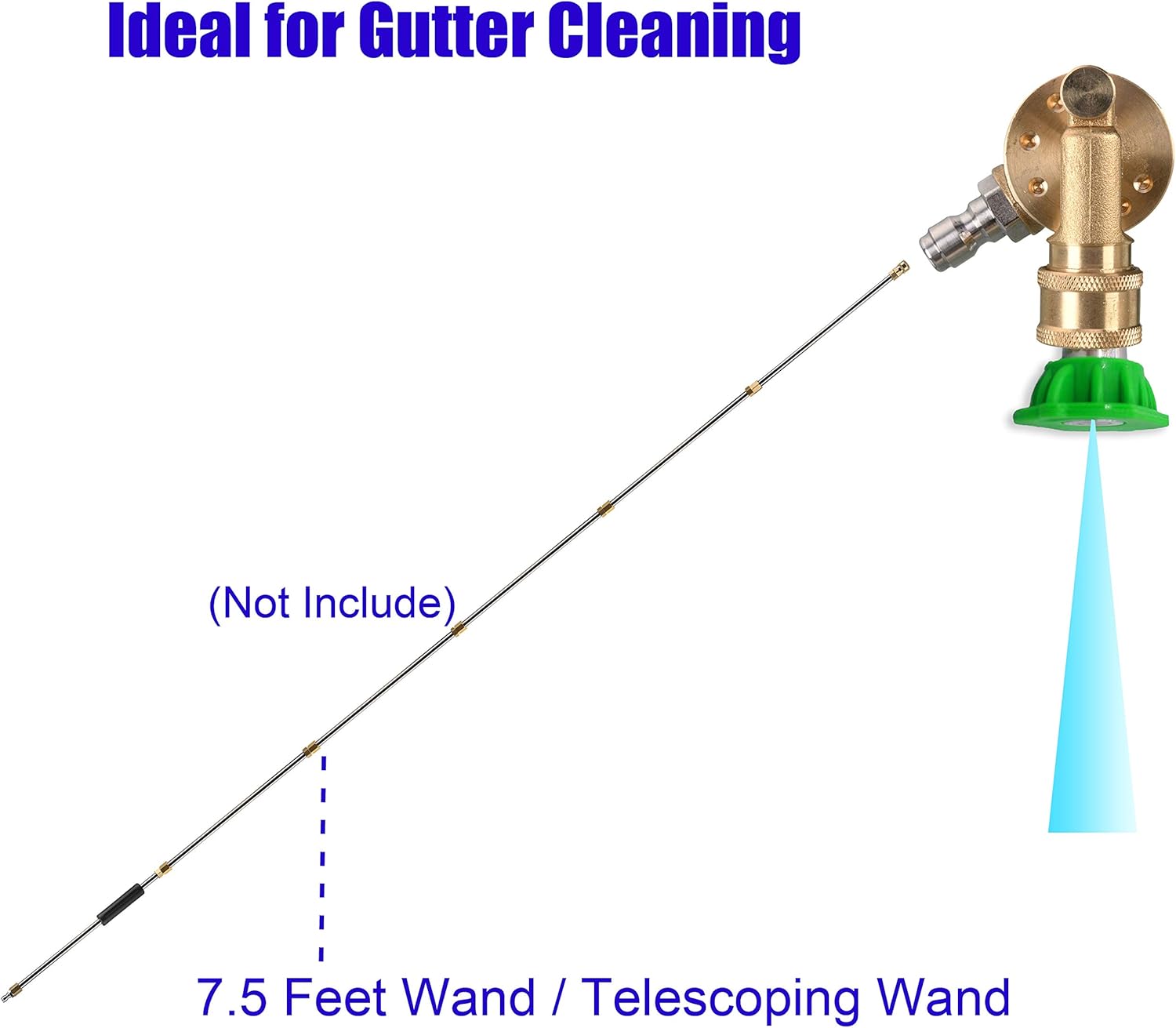 Pivoting Coupler for Pressure Washer Tips, Gutter Cleaner Attachment, 1/4 Inch Quick Disconnect, 240 Degree, 4500 PSI - Image 3
