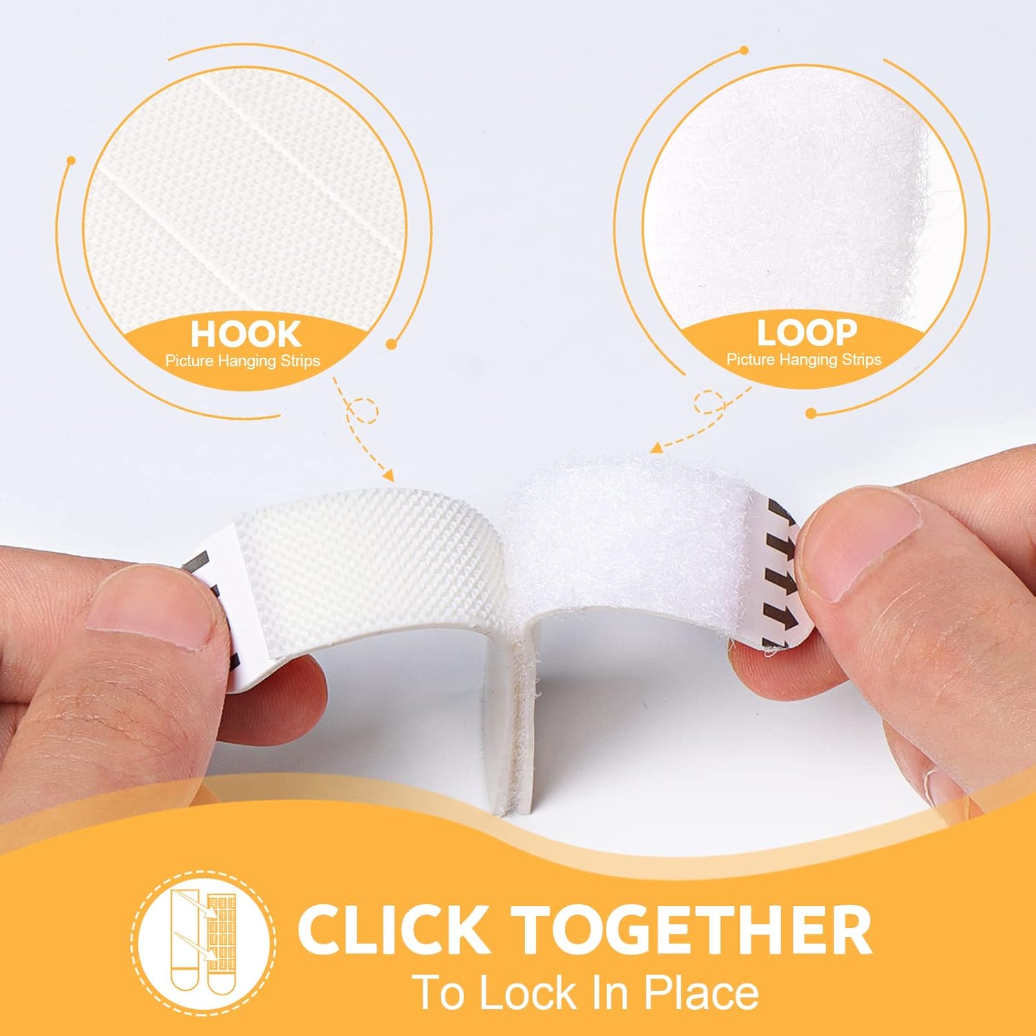 Medium Picture Hanging Strips Heavy Duty,20-Pairs(40 Strips) Sticky Picture Hangers for Walls Hanging Without Nail,Damage Free No Nails Refill Adhesive Poster Frame Mounting, White - Image 3