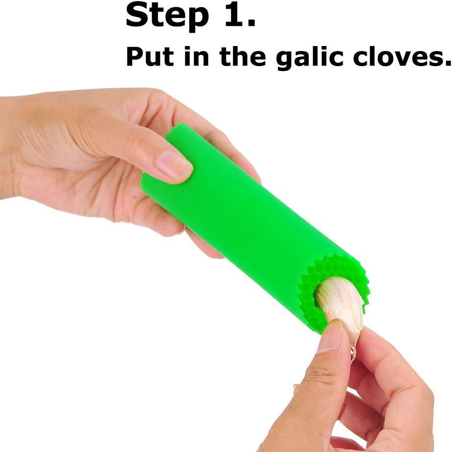 Garlic Peeler Skin Remover Roller Keeper,Easy Quick to Peeled Garlic Cloves with Silicone Tube Roller Garlic Peeling Kitchen Tool(3 Colors) - Image 2