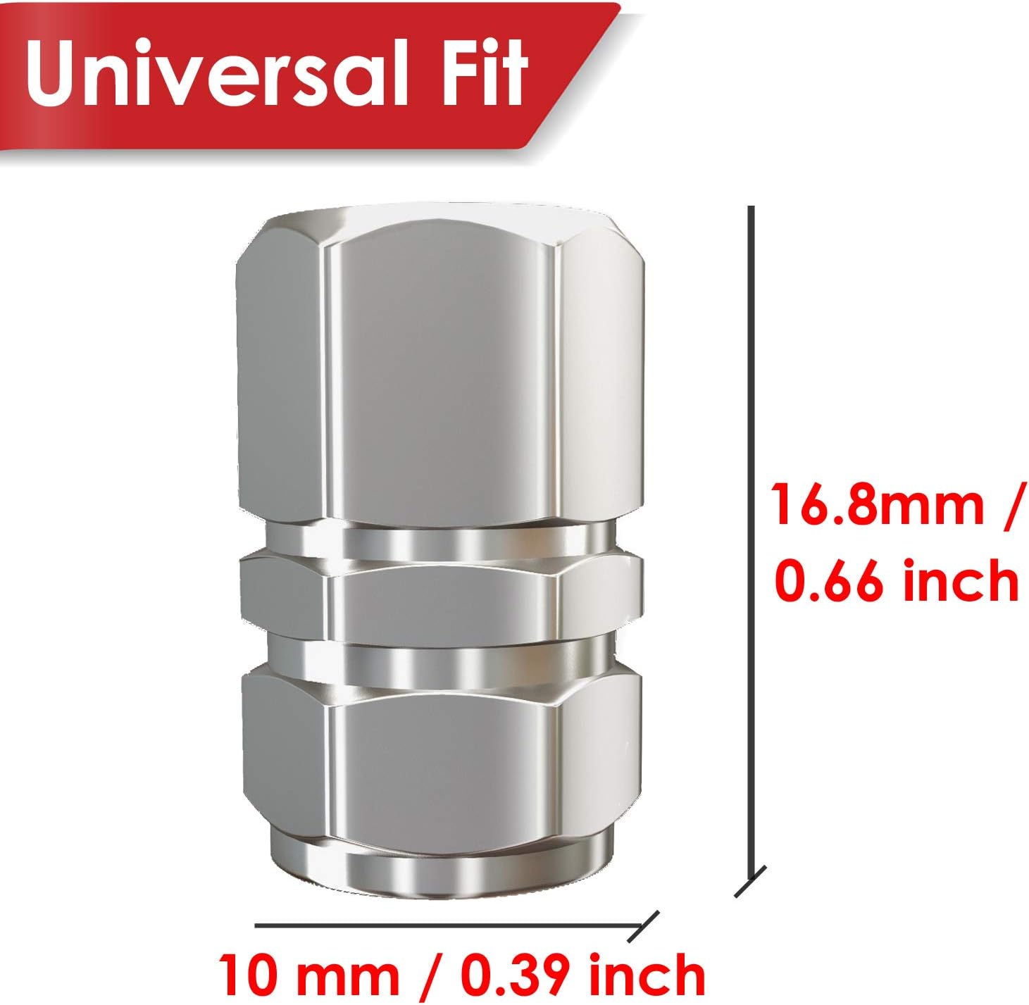 Tire Valve Caps (12 Pack) Heavy-Duty Stem Covers | Dust Proof, with O Rubber Seal | Hexagon Design | Outdoor, All-Weather, Leak-Proof Air Protection | Light-Weight Universal Aluminum Alloy (Silver) - Image 4