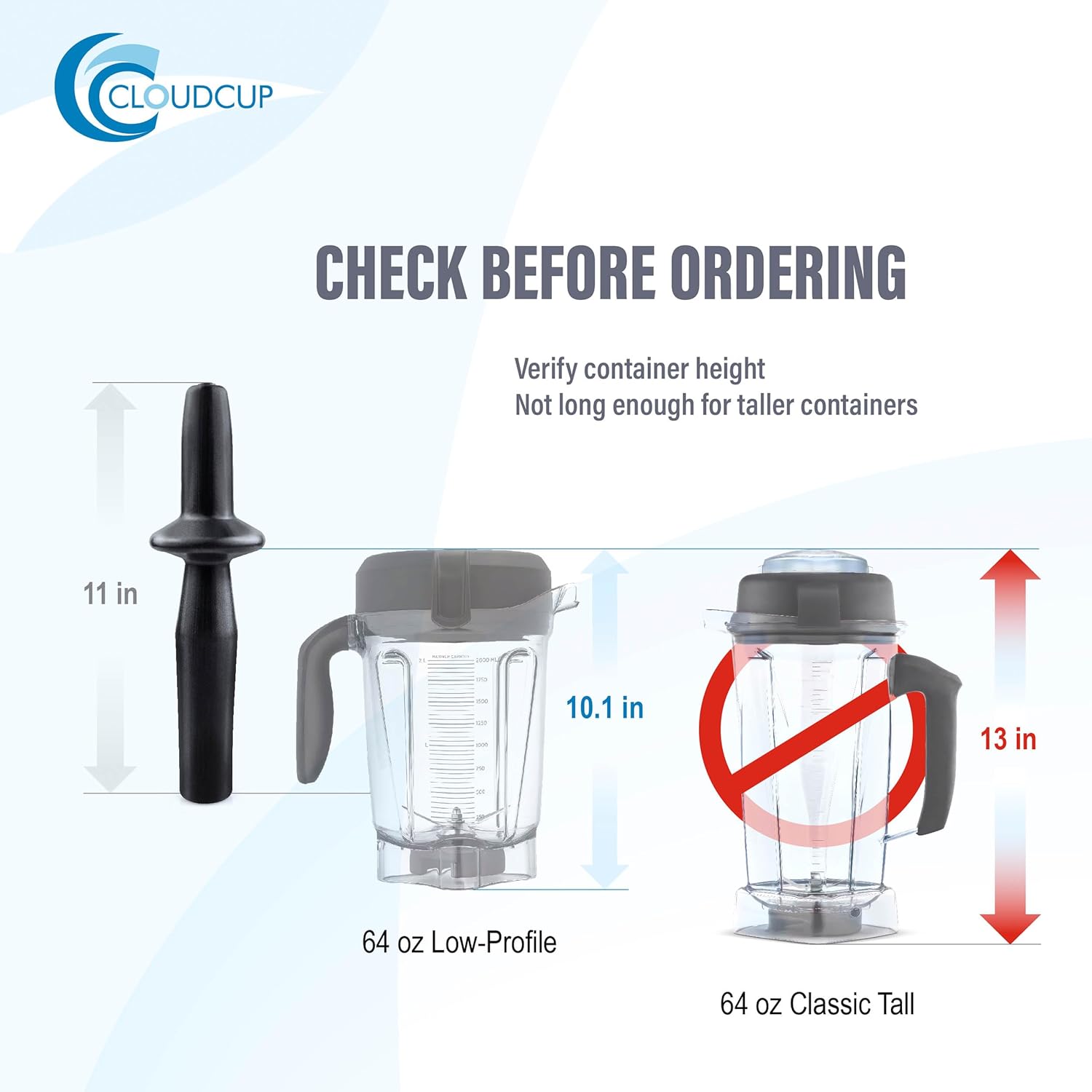 Plunger Replacement Blender Parts for Vitamix Tamper Low Profile Professional Series Pro 750 5300 7500 Blender Parts Accessories, Low Profile Container 64 Oz, 40 Oz - Image 7