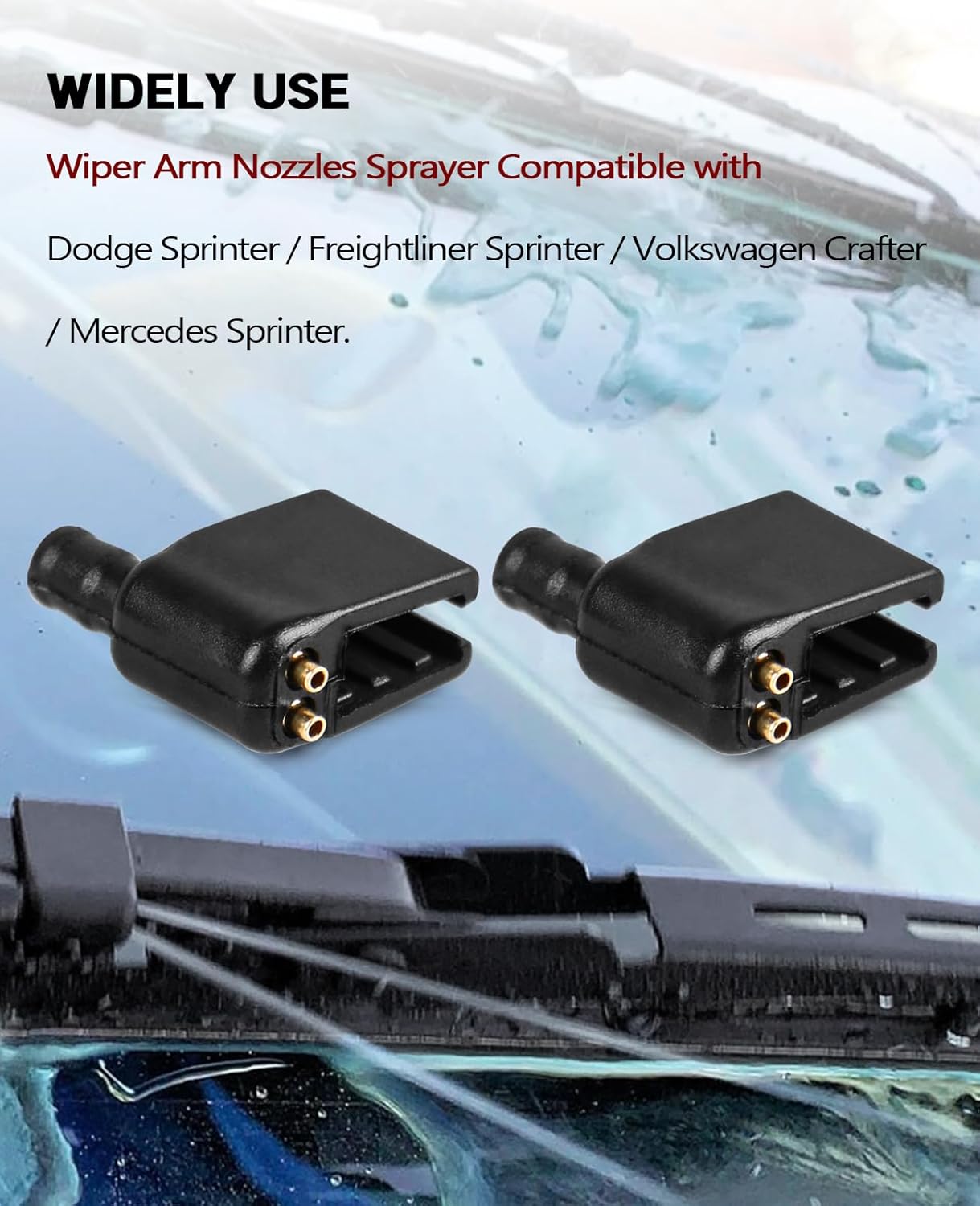 Upgraded 2 Pack Aimable Brass Windshield Washer Wiper Arm Nozzles Compatible with Mercedes, Dodge Sprinter and Peterbilt Van RV Truck Wiper Sprayer Replace 47191/68017440AA - Image 4