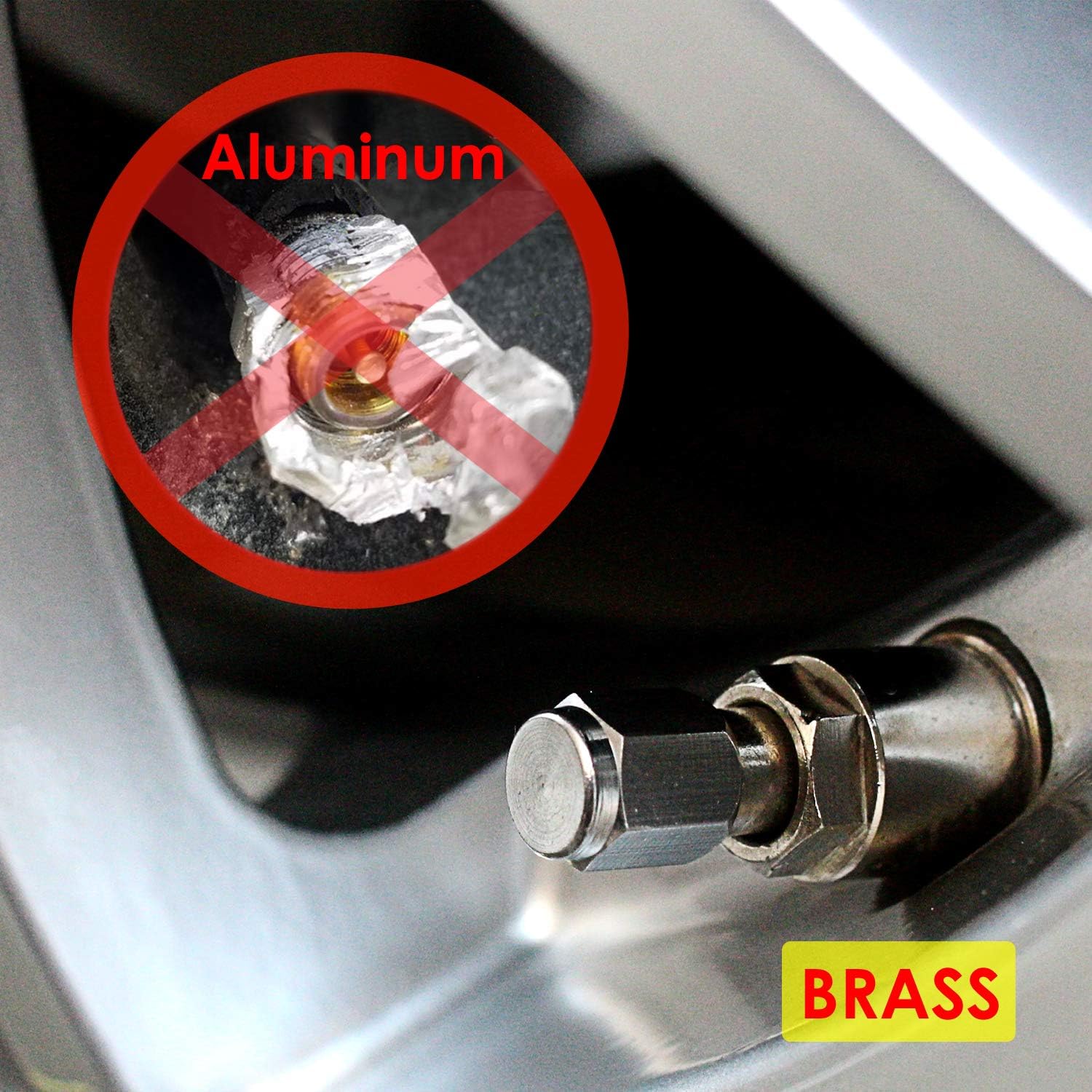 Brass (8 Pack) Tire Valve Caps Silver, Premium Metal Rubber Seal Tire Valve Stem Caps, Dust Proof Covers Universal fit for Cars, SUVs, Bike and Bicycle, Trucks, Motorcycles - Image 4