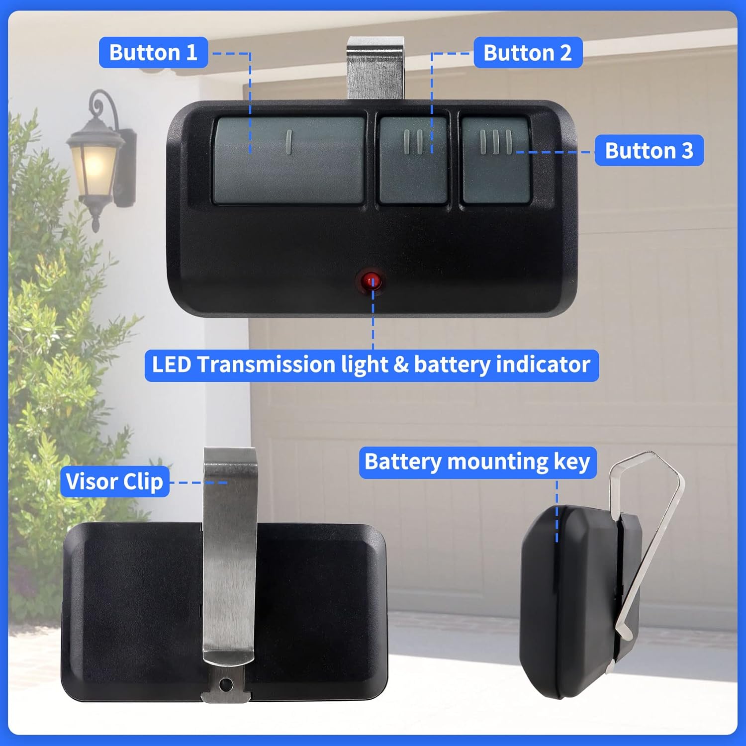 893MAX Garage Door Opener Remote, for LiftMaster/Chamberlain/Craftsman Garage Door Opener, Replaces 893LM G953EV-P2 371LM 373LM 890MAX 971LM 973LM（2 Pack） - Image 6