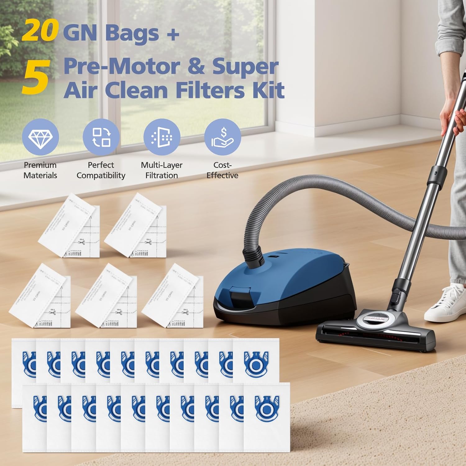 20 Pack 3D Airclean Bags Replacement for Miele GN Vacuum Cleaner Bags for Miele Classic C1 Complete C1 Complete C2 Complete C3 S227 S240 S270 S400 S2 S5 S8 Series - Image 8