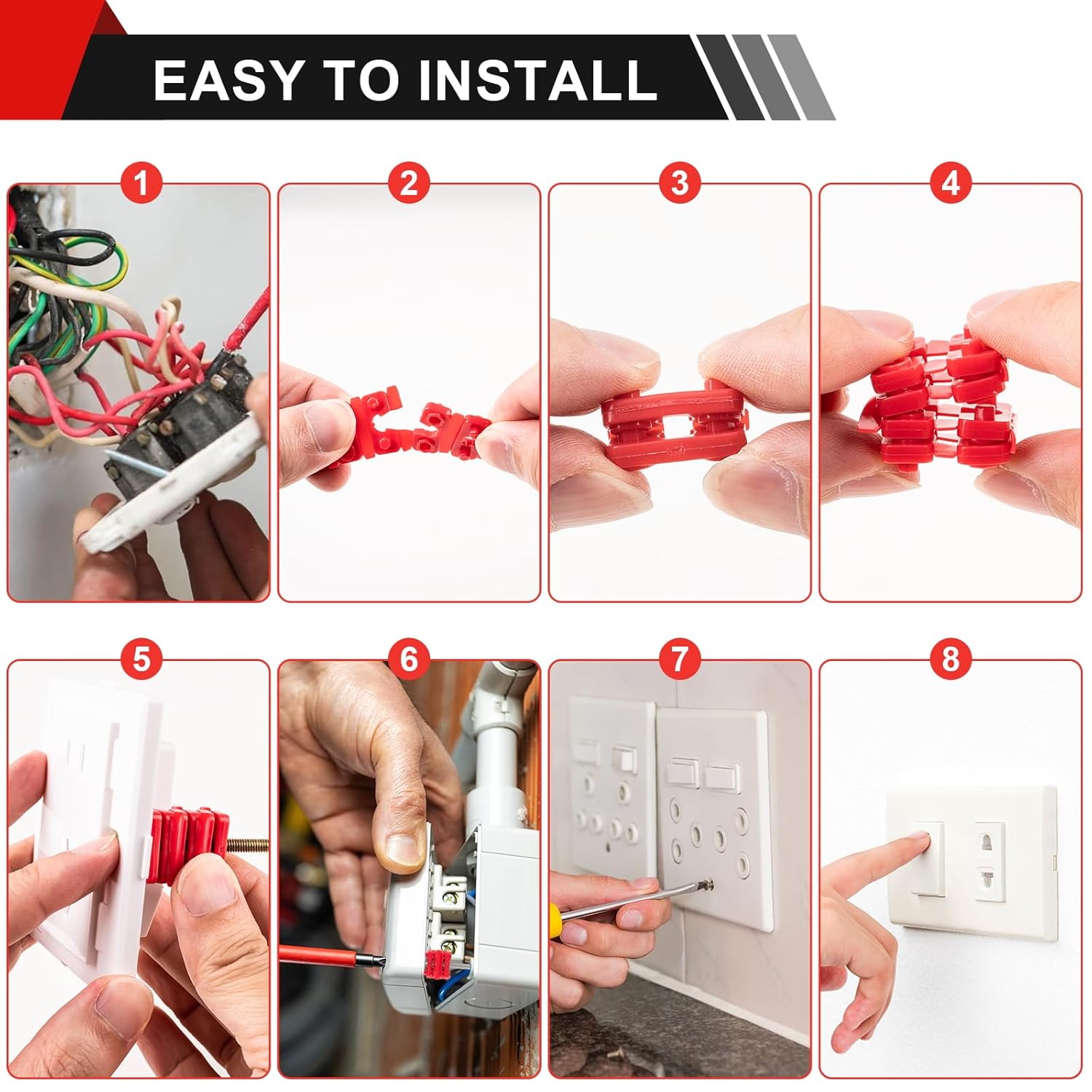 Outlet Spacers for Electrical Box, 48 PCS Spacers for Box Extender Kit, Plastic Wall Plate Spacer, Tile Backsplash Shims for Loose Outlet/Switch Repair (Stackable) - Image 3