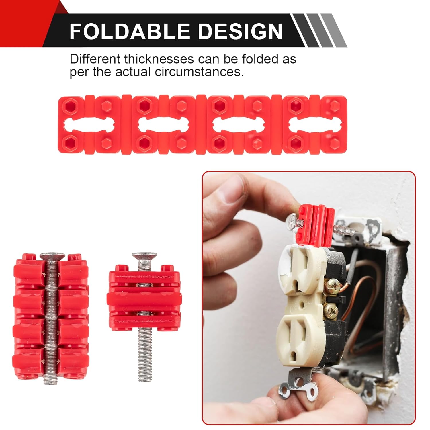 Outlet Spacers for Electrical Box, 48 PCS Spacers for Box Extender Kit, Plastic Wall Plate Spacer, Tile Backsplash Shims for Loose Outlet/Switch Repair (Stackable) - Image 6