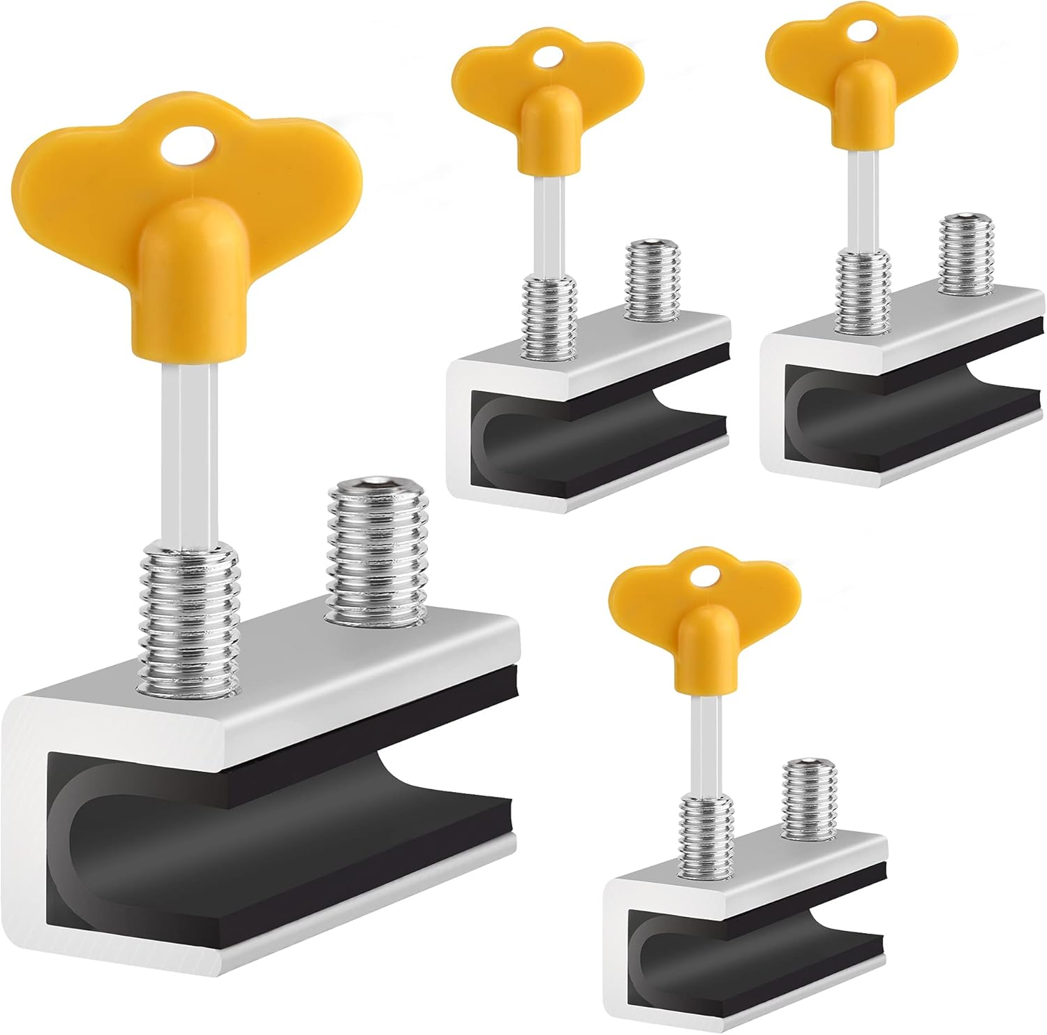 Window Locks, 4 Sets Sliding Security Window Lock with Key for Vertical & Horizontal Sliding Windows & Sliding Doors, Adjustable Window Locks Security Window Stoppers for Patio Bedroom Home and Office - Image 1