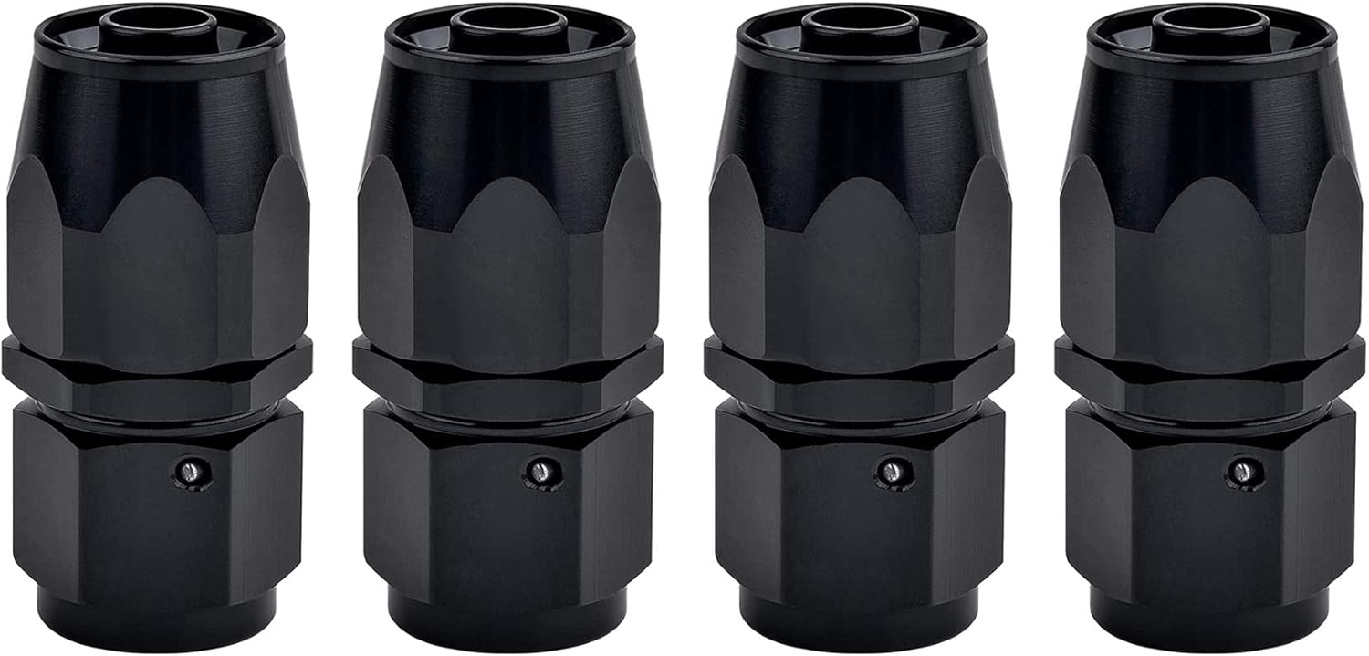 6AN Hose End Fitting Straight Swivel for CPE Braided Hose Black 4PCS - Image 1