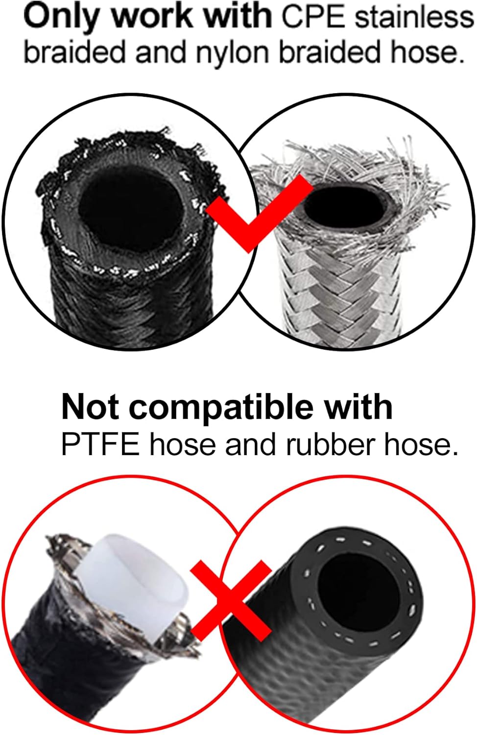 6AN Hose End Fitting Straight Swivel for CPE Braided Hose Black 4PCS - Image 3