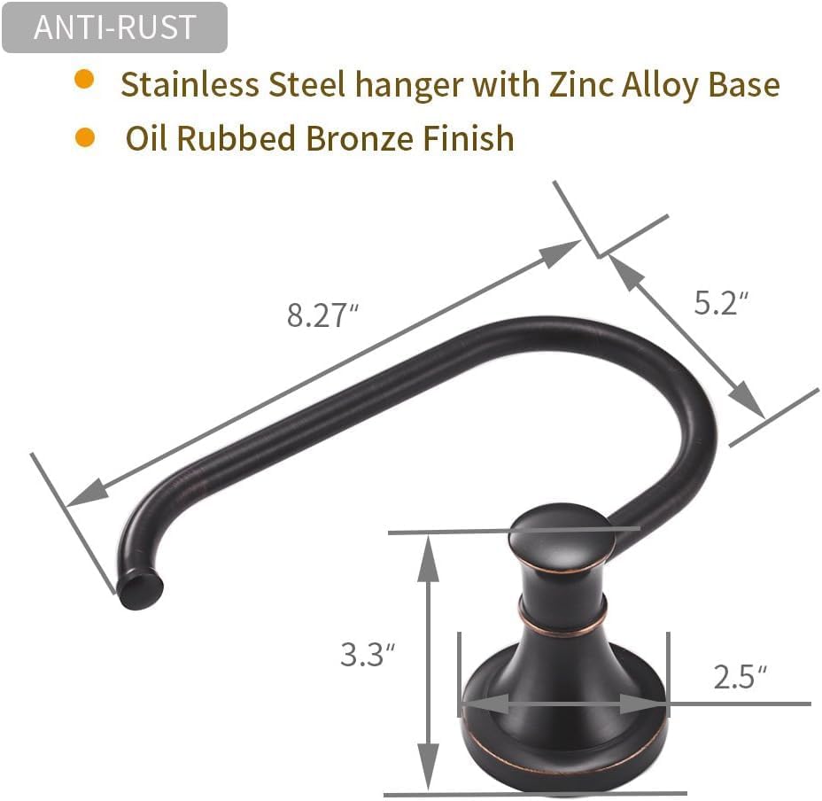 Oil Rubbed Bronze Toilet Tissue Paper Holder Oil Rubbed Bronze Bathroom Accessories Toilet roll Paper Hanger, Wall Mounted, Rustproof - Image 7