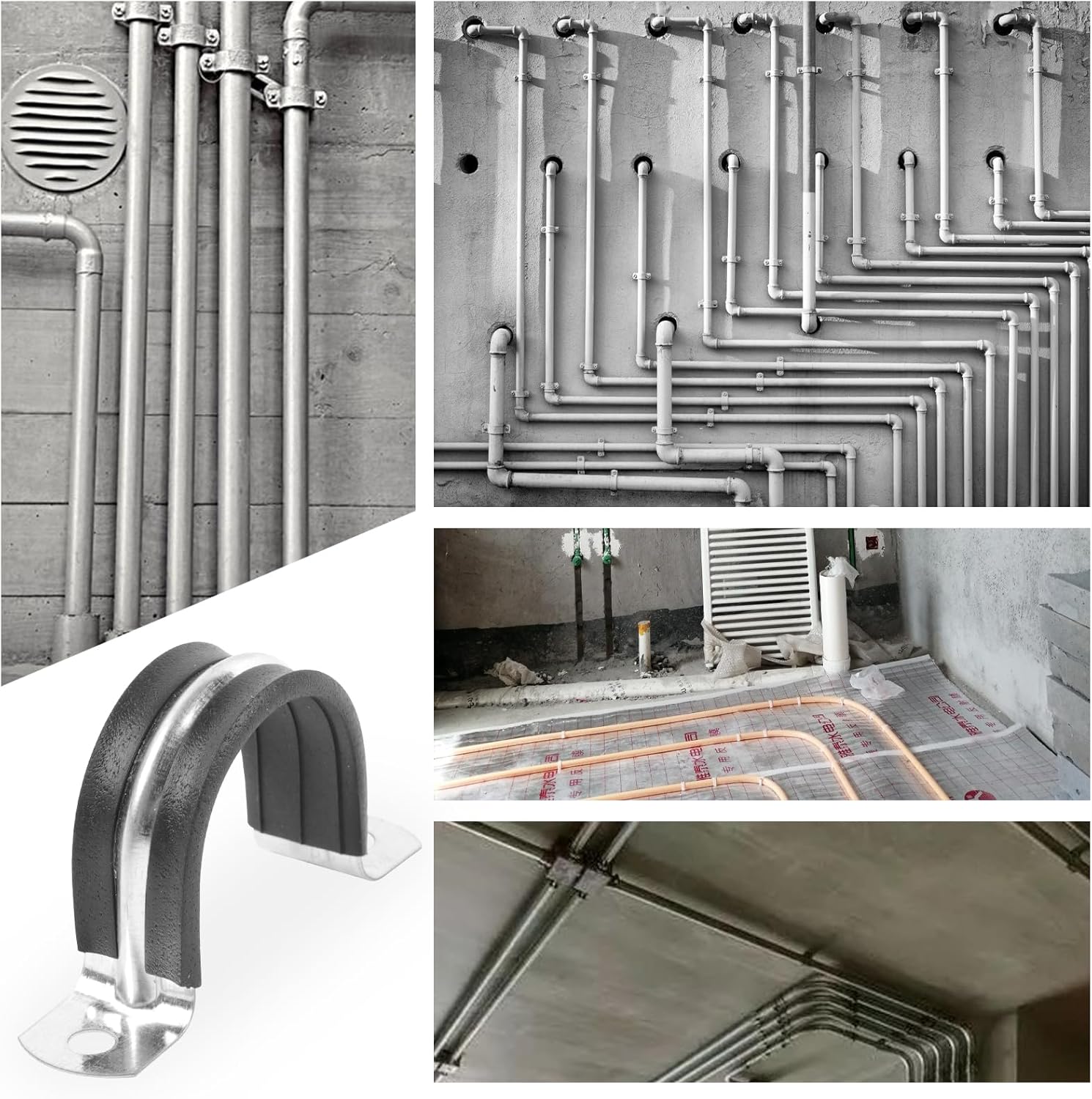 1 Inch Reinforced Rigid Pipe Strap, 2 Holes U Bracket Cable Clamp Hanger, Rubber Cushioned Insulated Clamp, Conduits Strap Clamps for Pipe Fixing on Various Surfaces, 10 PCS(25mm) - Image 5