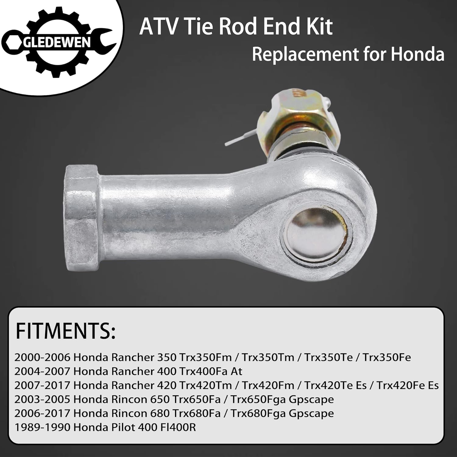 Tie Rod End Kit, Ball Joint, Compatible With 2000-2017 Honda Rancher 350/400 / 420 | 03-17 Honda Rincon 650/680 | 1989 1990 Honda pilot 400, Driver Left & Passenger Right Side, 2 Sets - Image 2