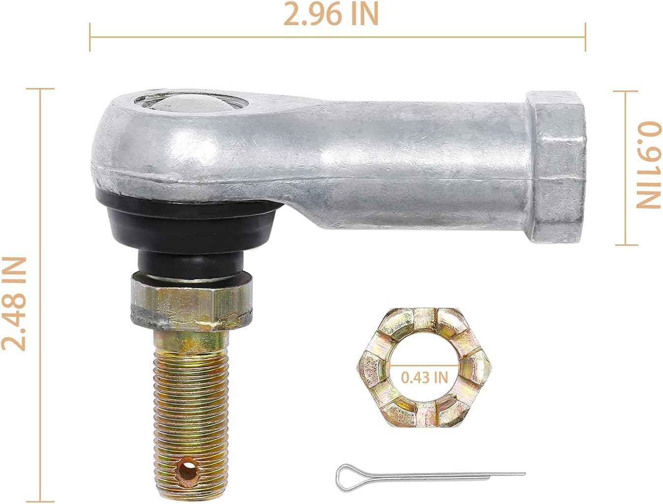 Tie Rod End Kit, Ball Joint, Compatible With 2000-2017 Honda Rancher 350/400 / 420 | 03-17 Honda Rincon 650/680 | 1989 1990 Honda pilot 400, Driver Left & Passenger Right Side, 2 Sets - Image 5
