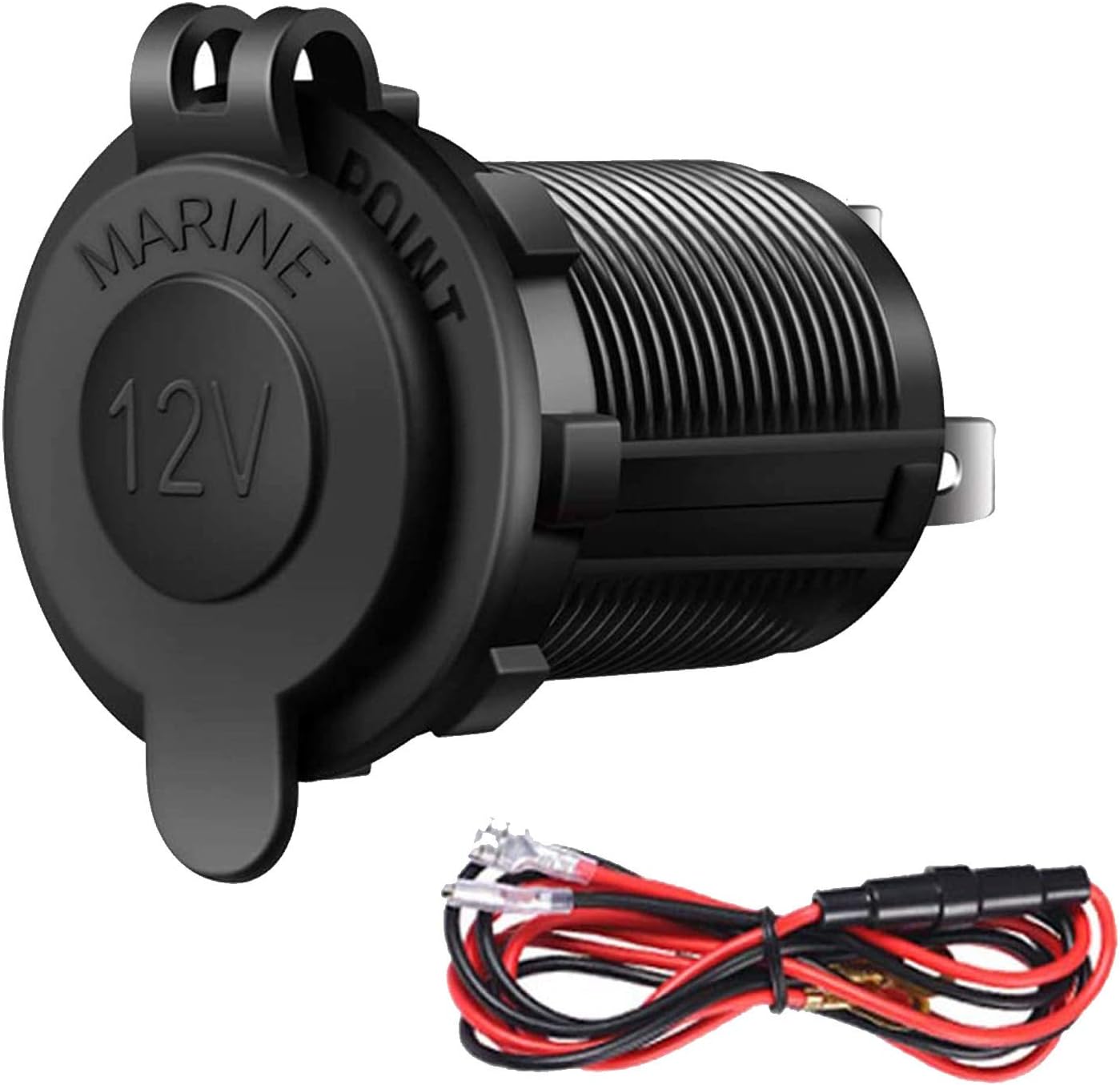 Cigarette Lighter Socket Car Marine Motorcycle ATV RV Lighter Socket Power Outlet Socket Receptacle 12V Waterproof Plug by - Image 1