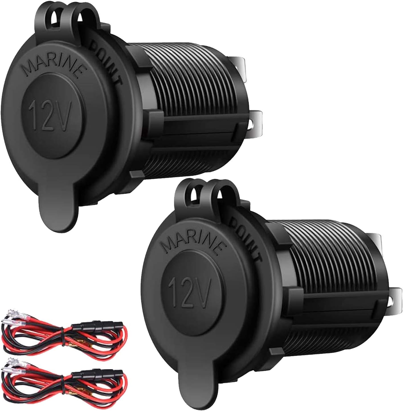 12V Cigarette Lighter Socket, 2 Pack Car Marine Motorcycle ATV RV Lighter Power Outlet Socket Replacement 12 Volt Waterproof Plug by - Image 1