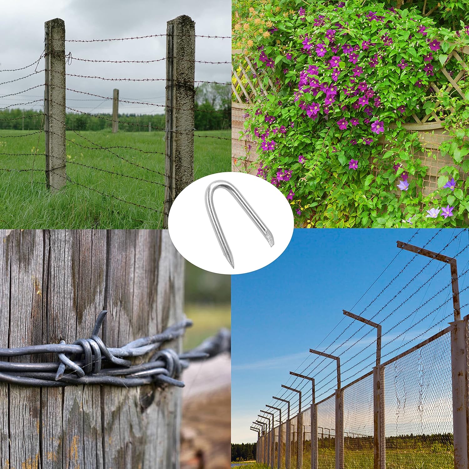 Steel Wire Fencing Staples (200 pcs), Galvanized U-Shaped Fasteners Nails for Wire Mesh and Woven Fencing - Image 4