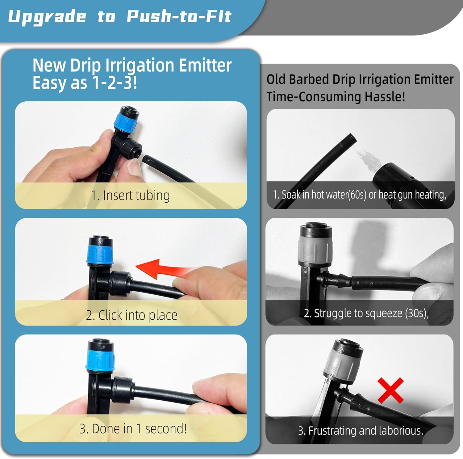 30PCS Push-to-Fit Drip Irrigation Emitters for 1/4 inch Irrigation Tubing, Adjustable 360 Degree Vortex Drip Emitters with Stake, Irrigation Dripper Sprinklers for Drip Irrigation System - Image 2