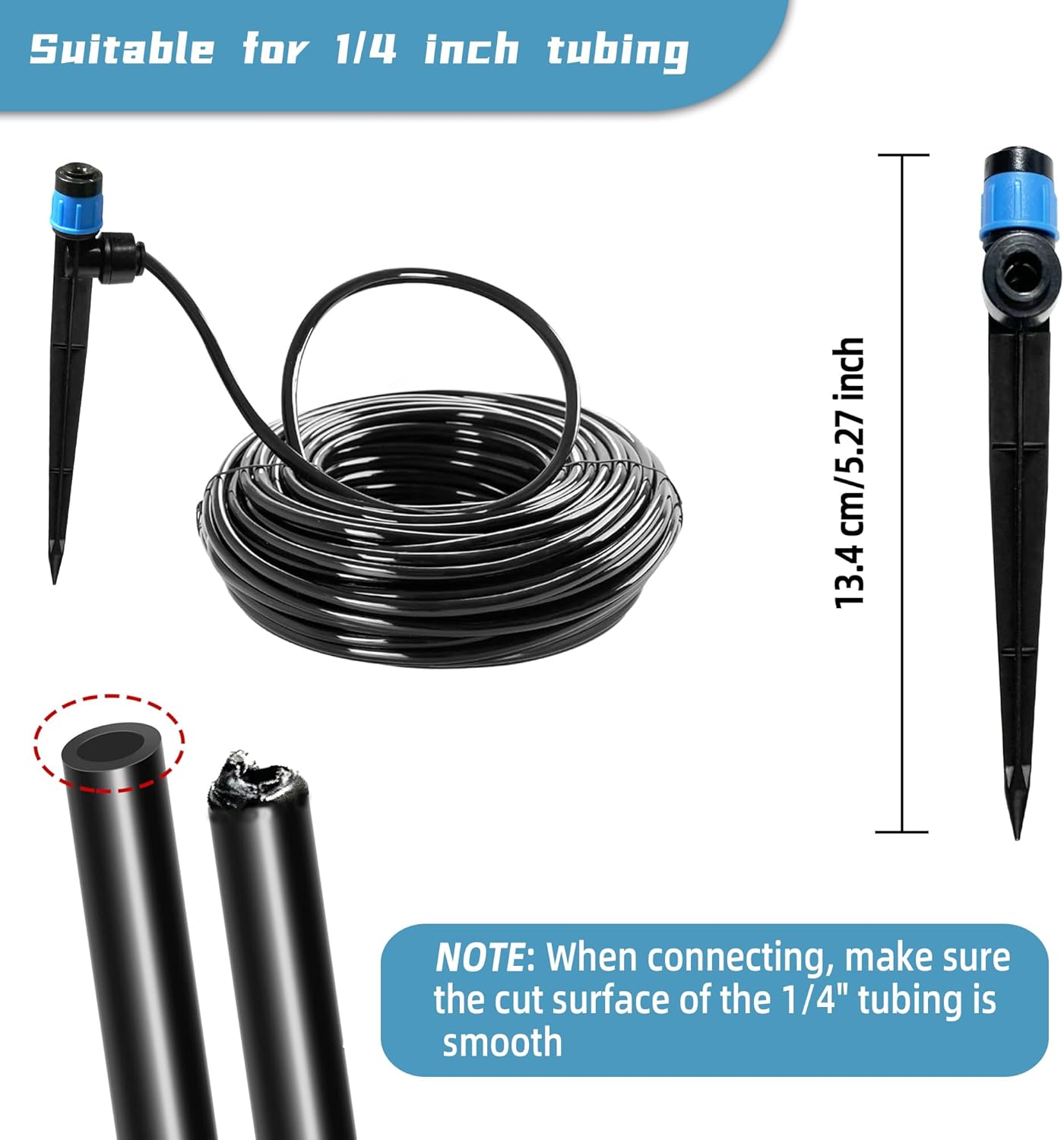 30PCS Push-to-Fit Drip Irrigation Emitters for 1/4 inch Irrigation Tubing, Adjustable 360 Degree Vortex Drip Emitters with Stake, Irrigation Dripper Sprinklers for Drip Irrigation System - Image 7