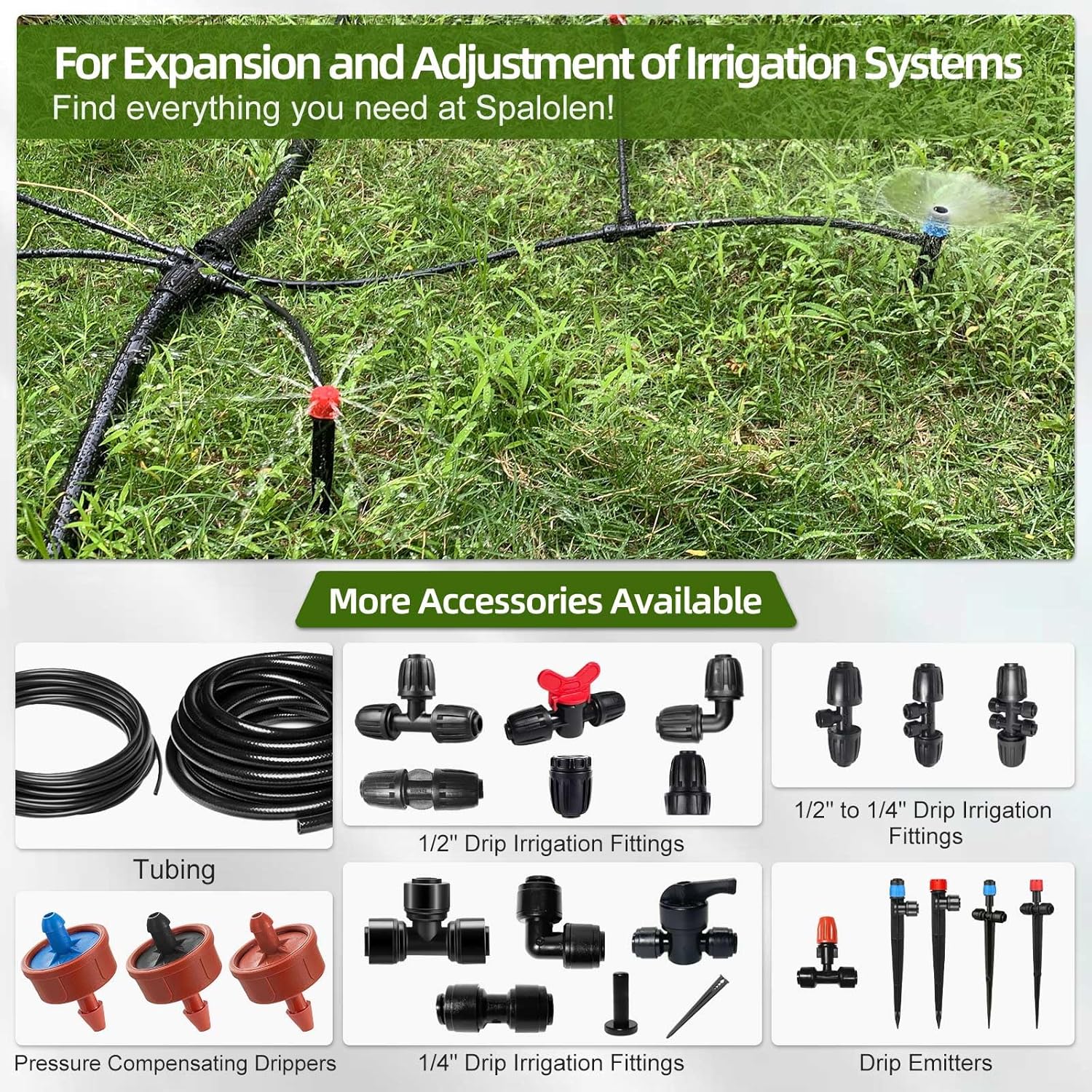 30PCS Push-to-Fit Drip Irrigation Emitters for 1/4 inch Irrigation Tubing, Adjustable 360 Degree Vortex Drip Emitters with Stake, Irrigation Dripper Sprinklers for Drip Irrigation System - Image 8