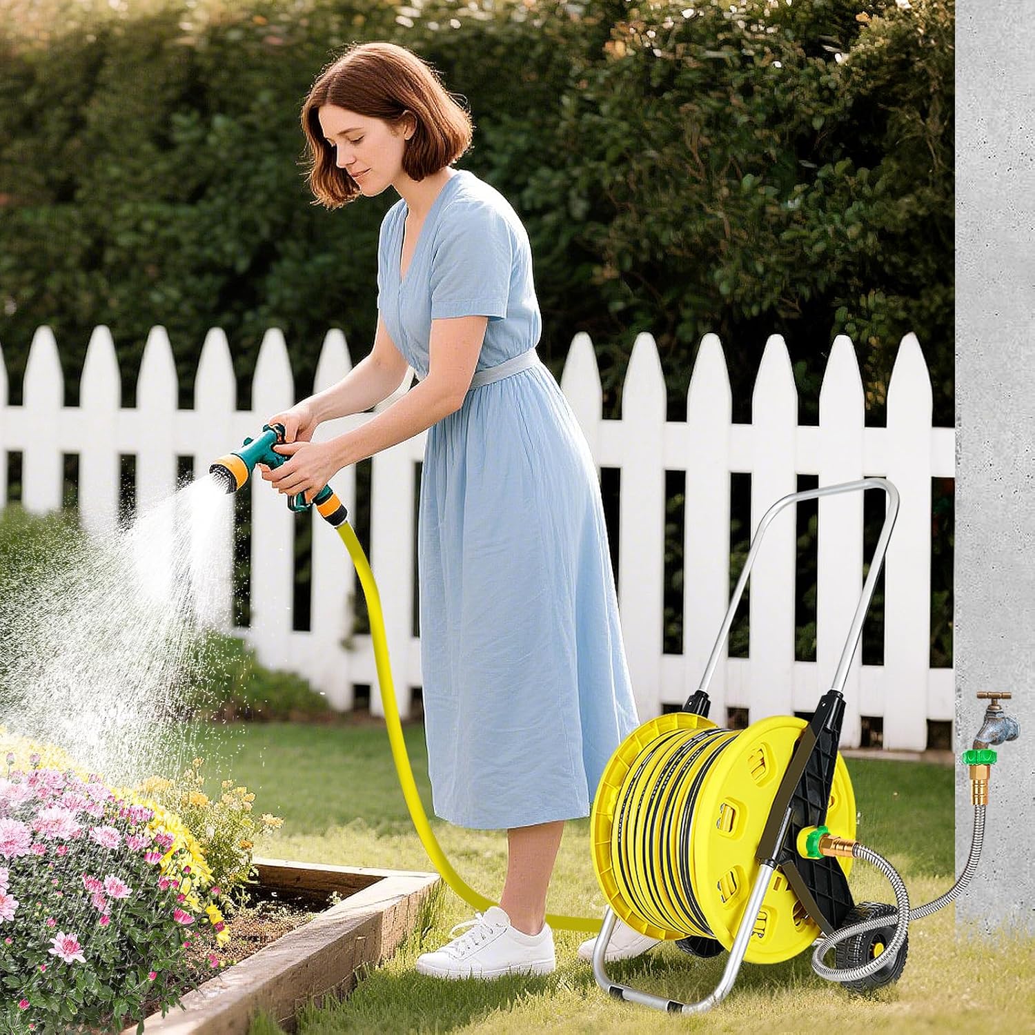 3ft Short Garden Hose with Female to Female Connector - Metal Leakproof Leader Hose for Hose Reel, Heavy Duty 304 Stainless Steel Flexible Hose for Outdoor Garden Watering Car Pet Cleaning - Image 4