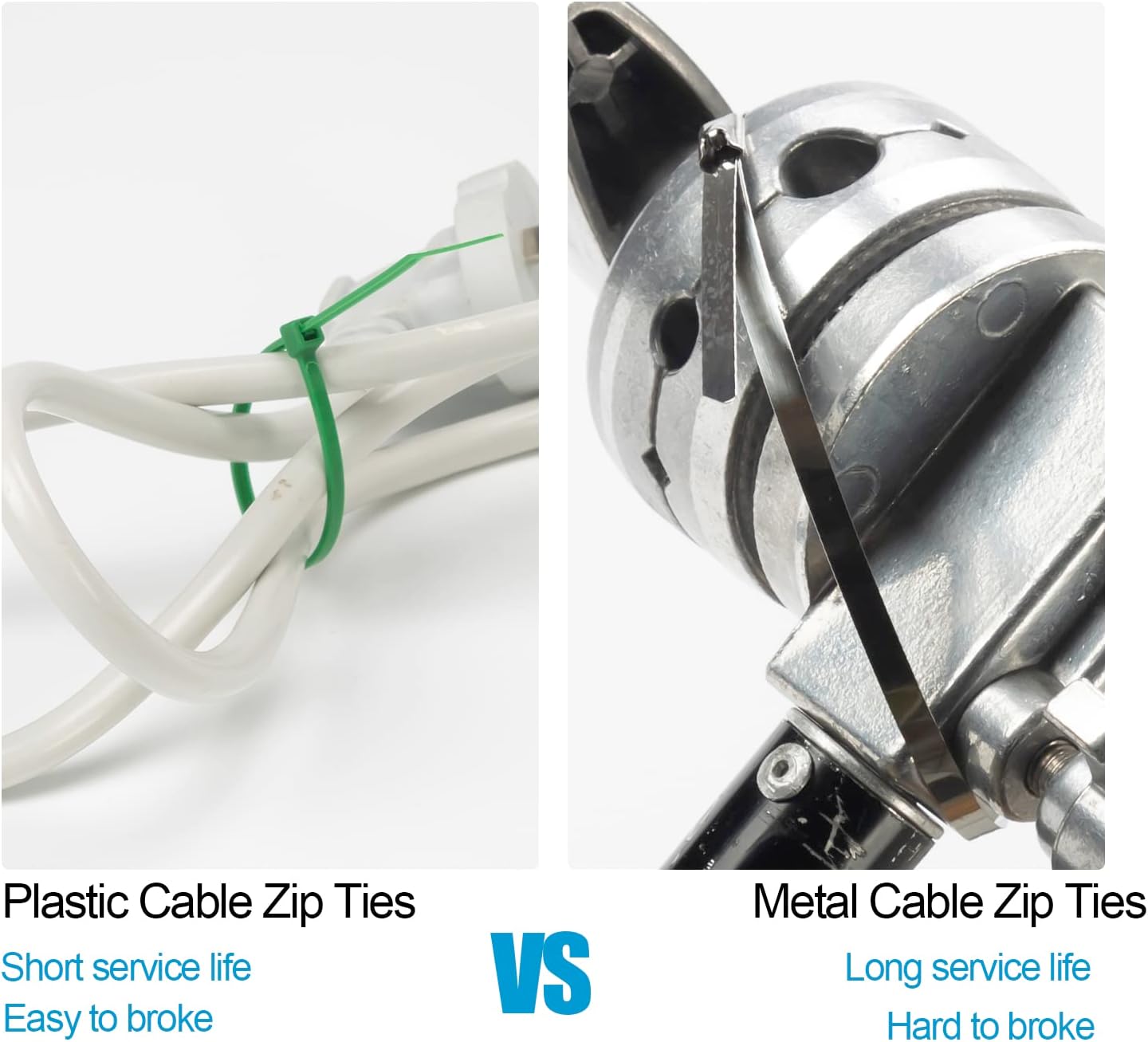 11.8 Inch Metal Zip Ties (200 Pack), 304 Stainless Steel Heavy Duty Zip Ties, 300lbs Tensile Strength, Multi-Purpose Self-locking Cable Ties for Exhaust Wrap, Outdoor and Canopy Etc - Image 5