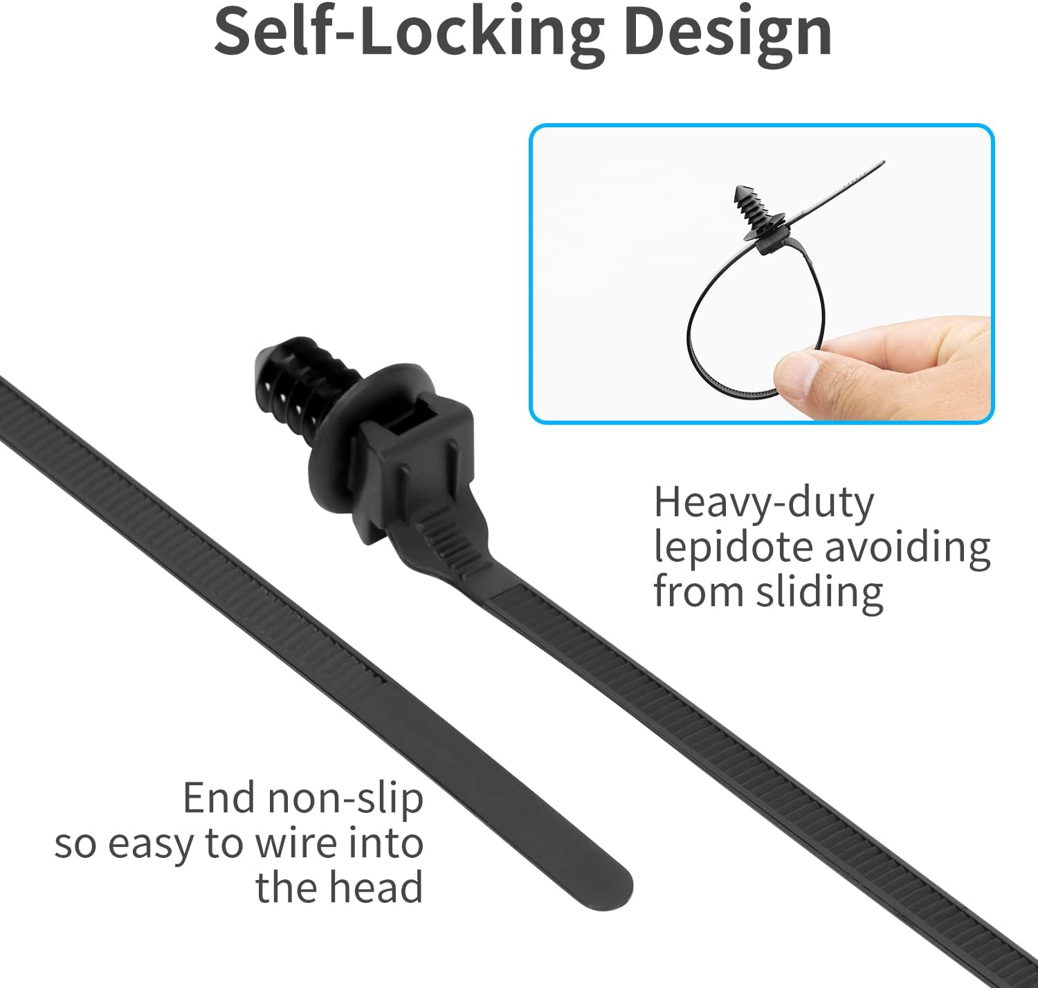 100PCS Fir Tree Nylon Push Mount Zip Ties, Heavy Duty Wire Ties, 2 in 1 Self Locking UV Resistant Assortment for Indoor Wire Tying (8.3