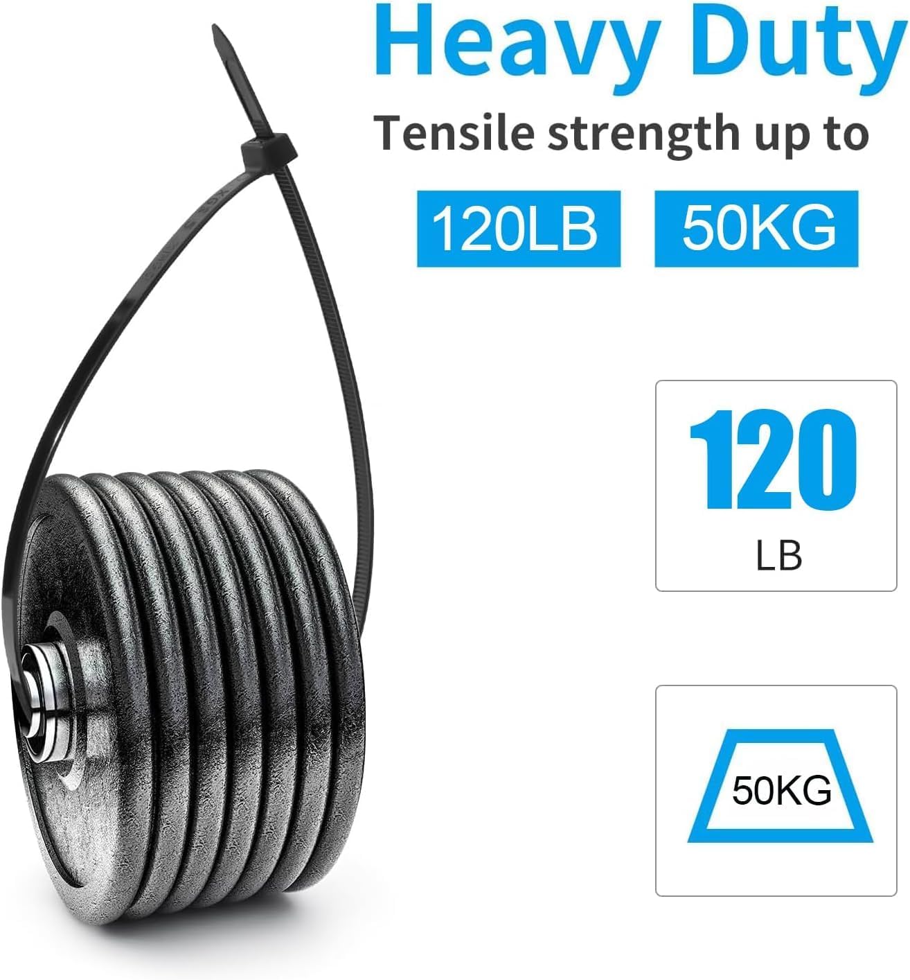 12 Garden Green Zip Ties Heavy Duty 100 Pack, 120 LBS Tensile Strength, Premium Nylon Cable Wire Ties, Self-locking Plastic Ties for Indoor and Outdoor Use - Image 4
